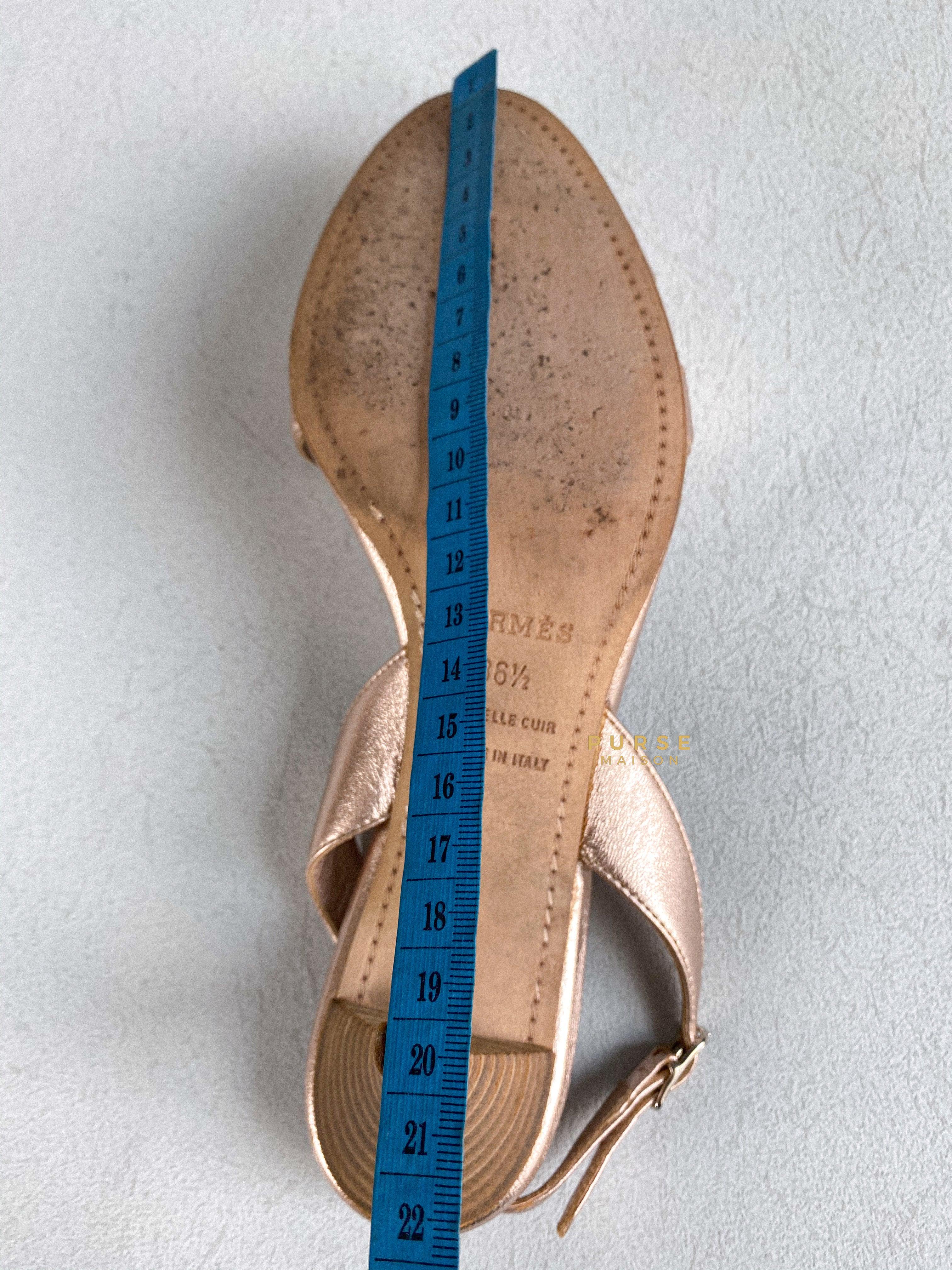 Hermes Metallic Bronze Leather Night 70 Slingback Sandals Size 36.5 EU | Purse Maison Luxury Bags Shop