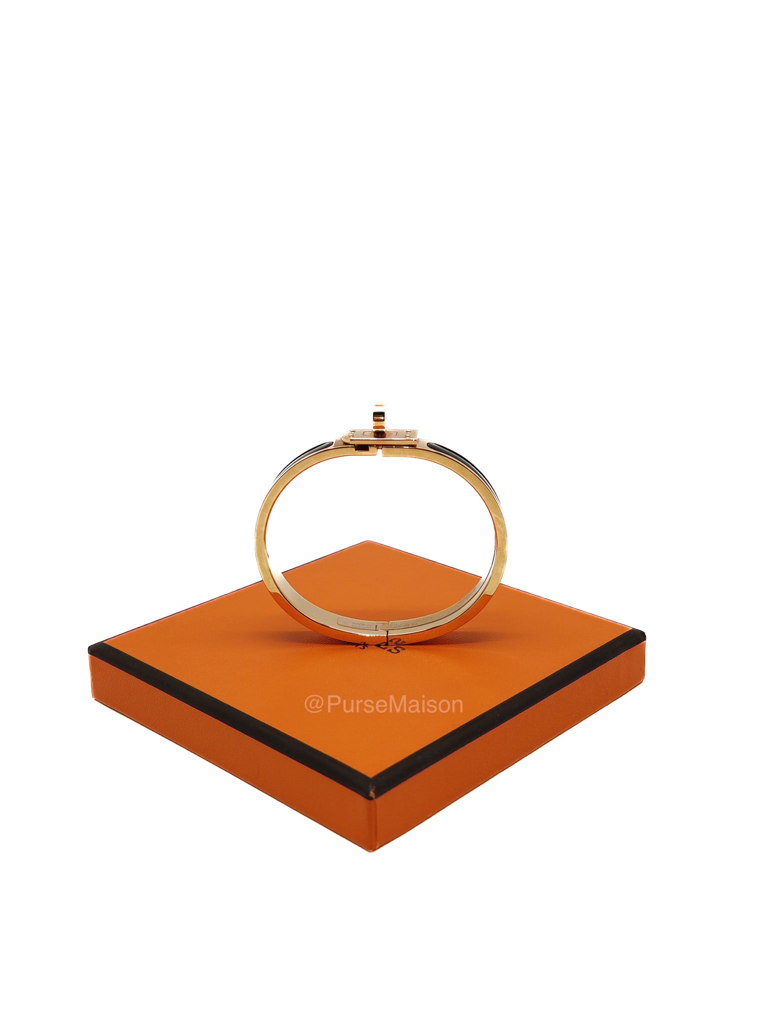 Hermes Mini Clic Kelly Bracelet PM in Black Enamel Gold Hardware | Purse Maison Luxury Bags Shop