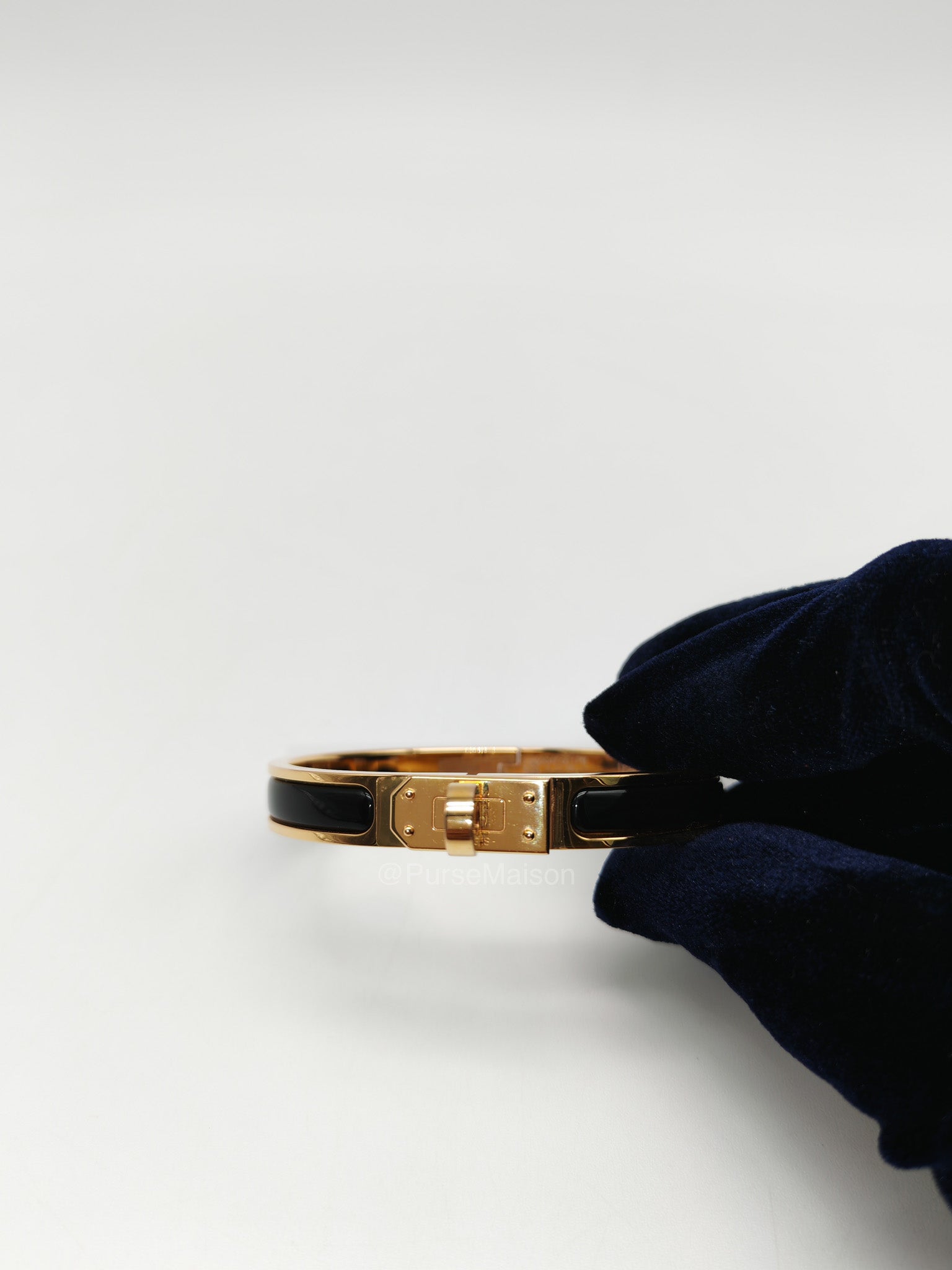 Hermes Mini Clic Kelly Bracelet PM in Black Enamel Gold Hardware | Purse Maison Luxury Bags Shop