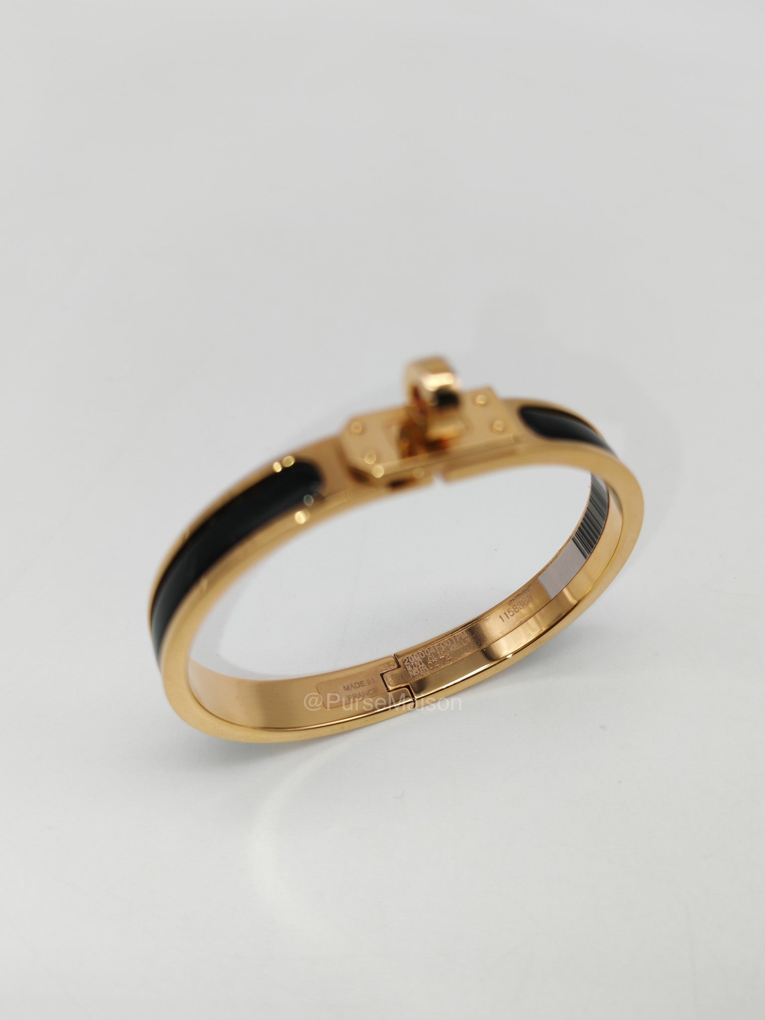 Hermes Mini Clic Kelly Bracelet PM in Black Enamel Gold Hardware | Purse Maison Luxury Bags Shop