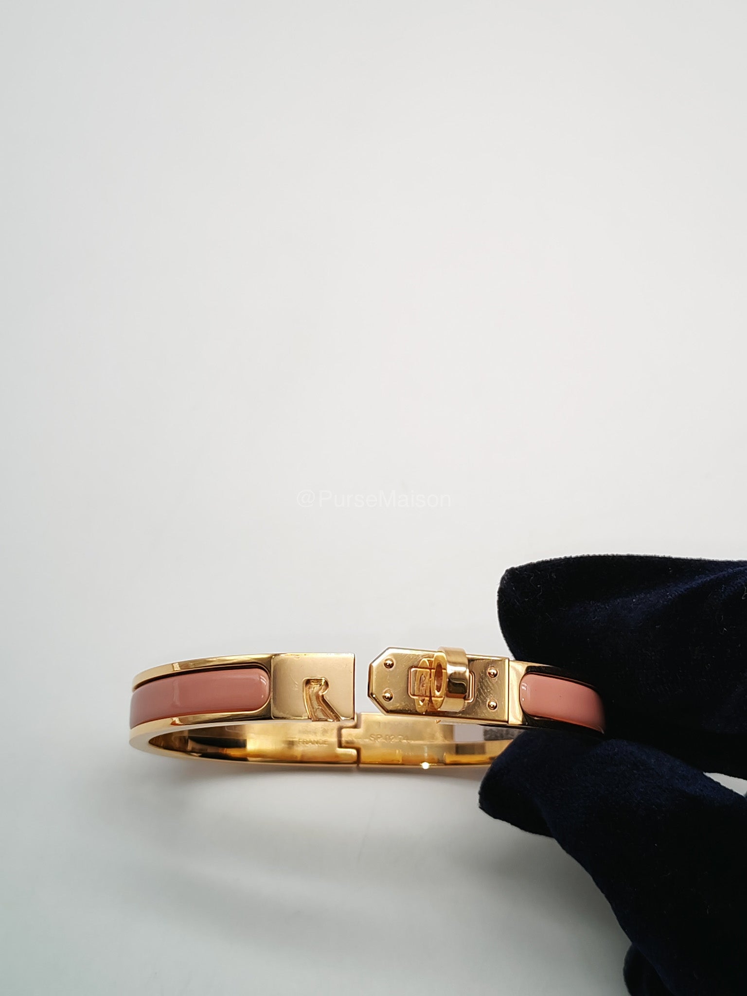 Hermes Mini Click Kelly Bracelet PM in Pink Enamel Gold Hardware | Purse Maison Luxury Bags Shop
