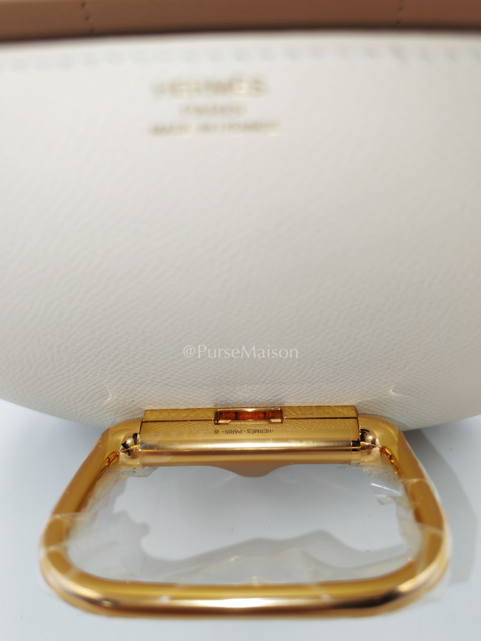 Hermes Mini Della Cavalleria in Nata Epsom Leather and Gold Hardware Stamp U (2022) | Purse Maison Luxury Bags Shop