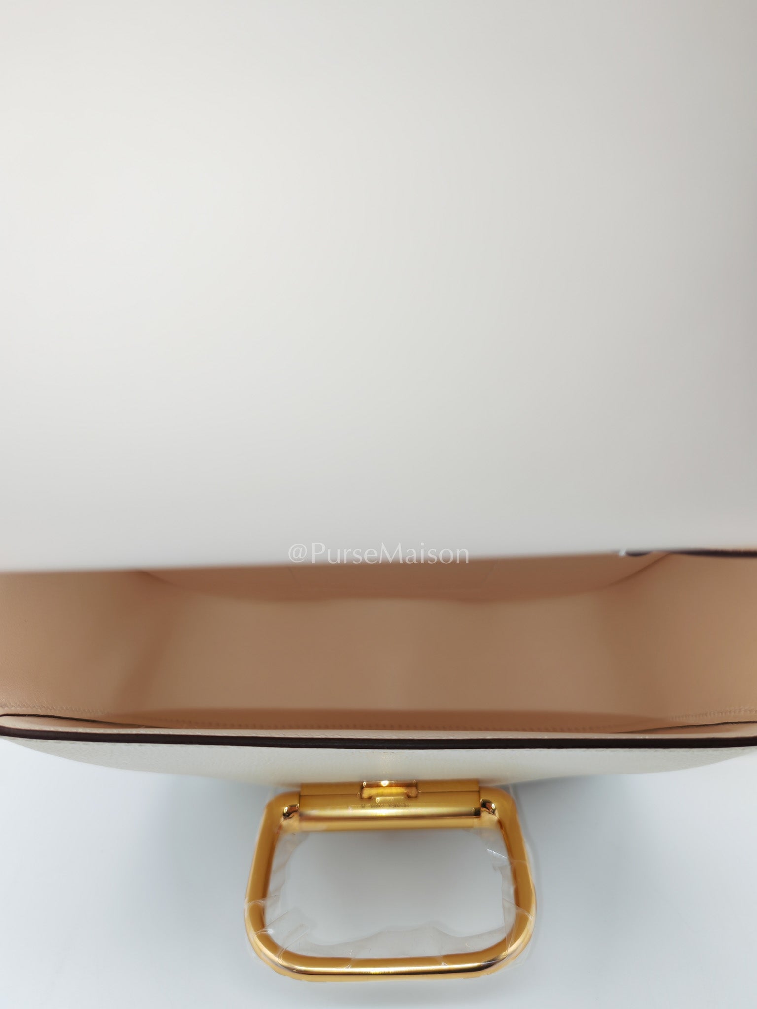Hermes Mini Della Cavalleria in Nata Epsom Leather and Gold Hardware Stamp U (2022) | Purse Maison Luxury Bags Shop