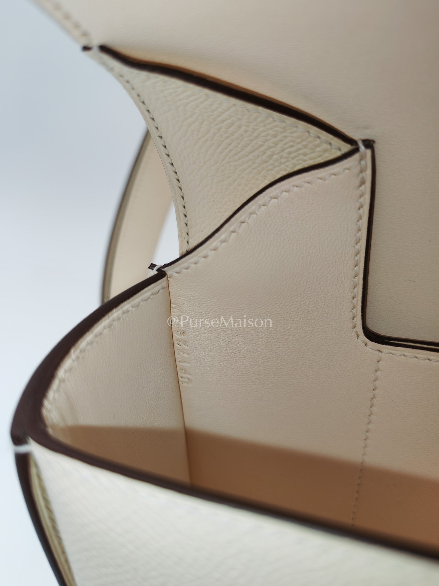 Hermes Mini Della Cavalleria in Nata Epsom Leather and Gold Hardware Stamp U (2022) | Purse Maison Luxury Bags Shop