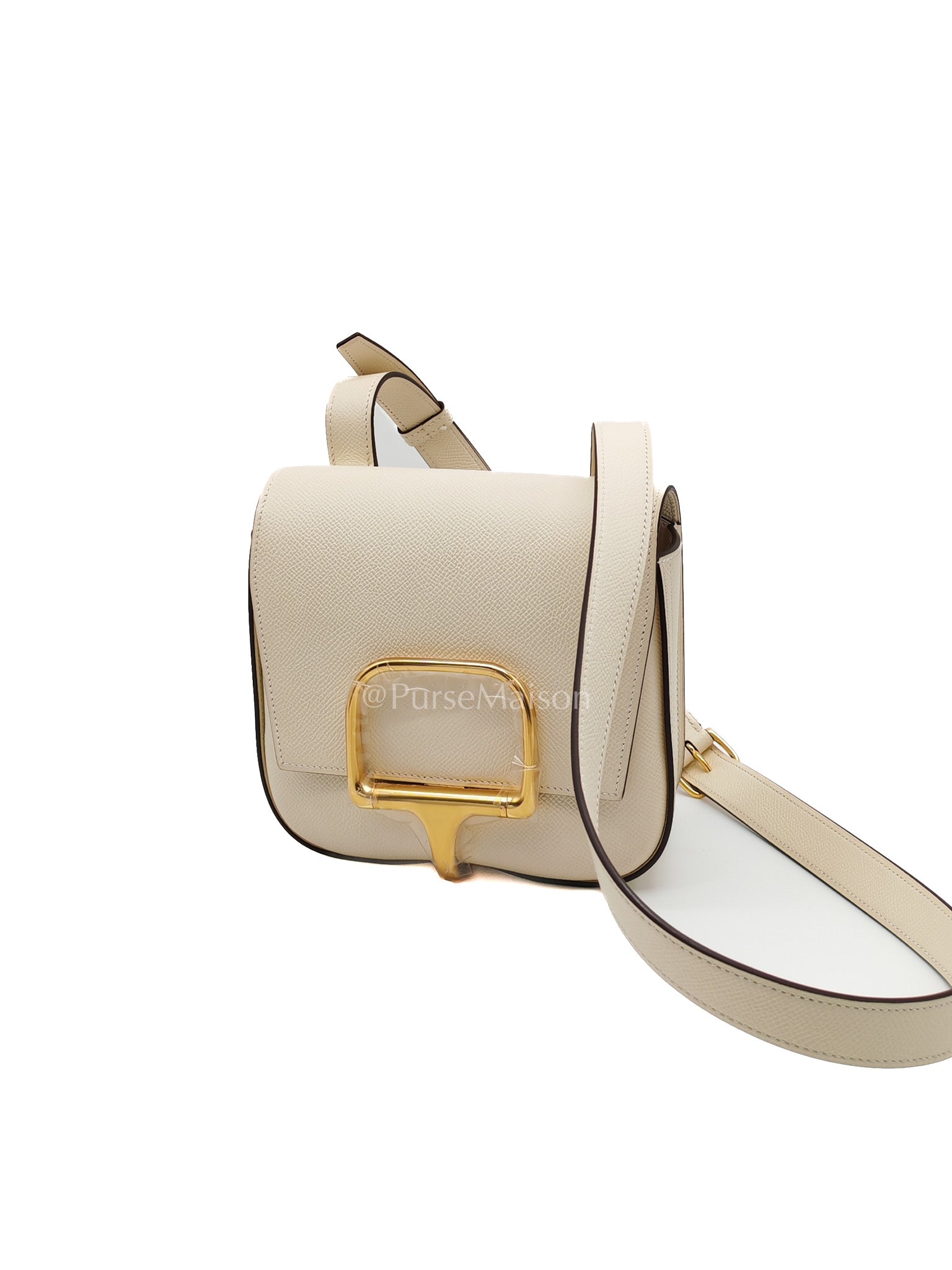 Hermes Mini Della Cavalleria in Nata Epsom Leather and Gold Hardware Stamp U (2022) | Purse Maison Luxury Bags Shop