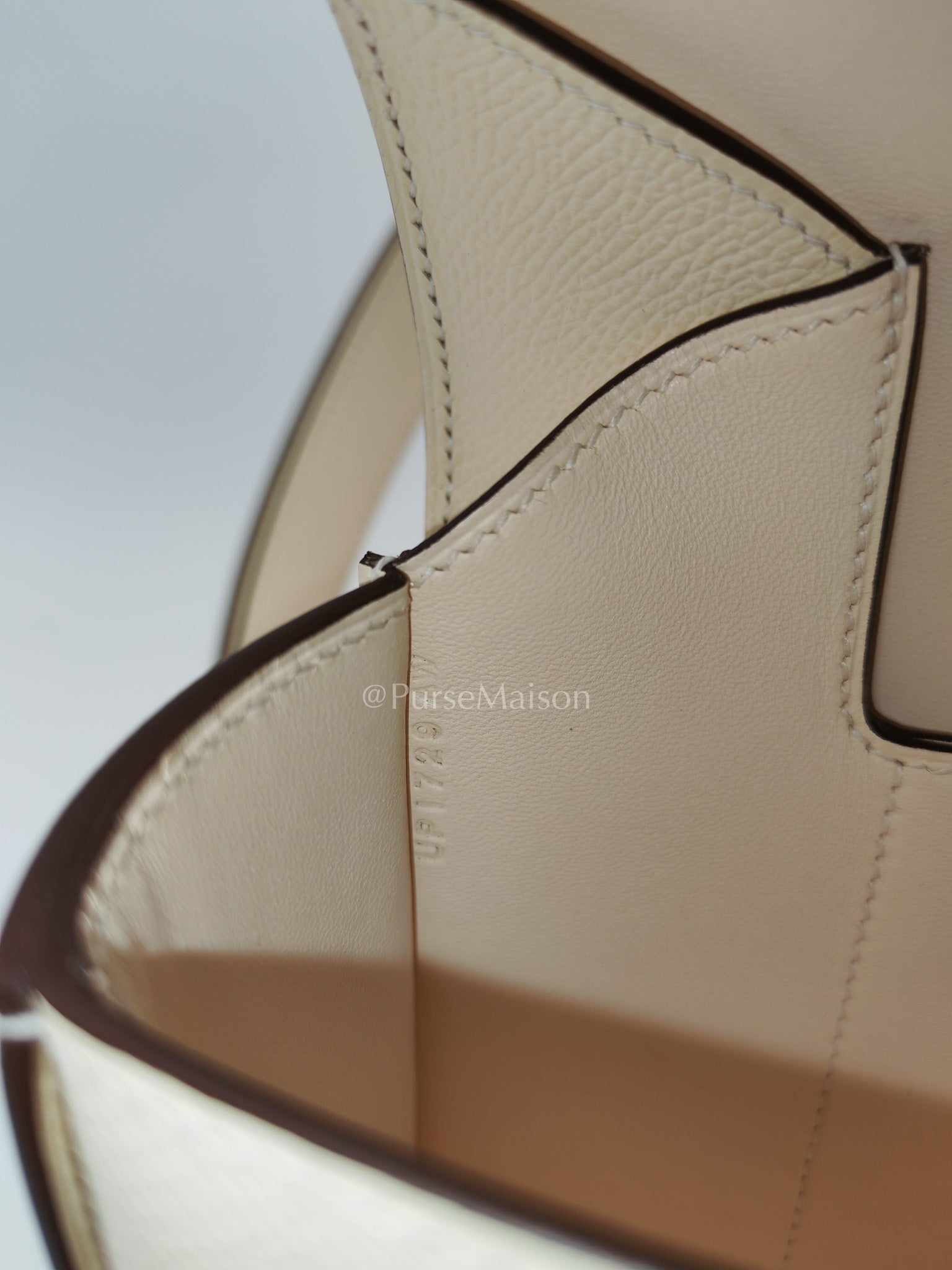 Hermes Mini Della Cavalleria in Nata Epsom Leather and Gold Hardware Stamp U (2022) | Purse Maison Luxury Bags Shop