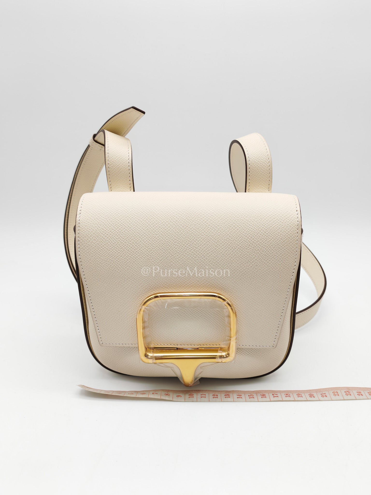 Hermes Mini Della Cavalleria in Nata Epsom Leather and Gold Hardware Stamp U (2022) | Purse Maison Luxury Bags Shop