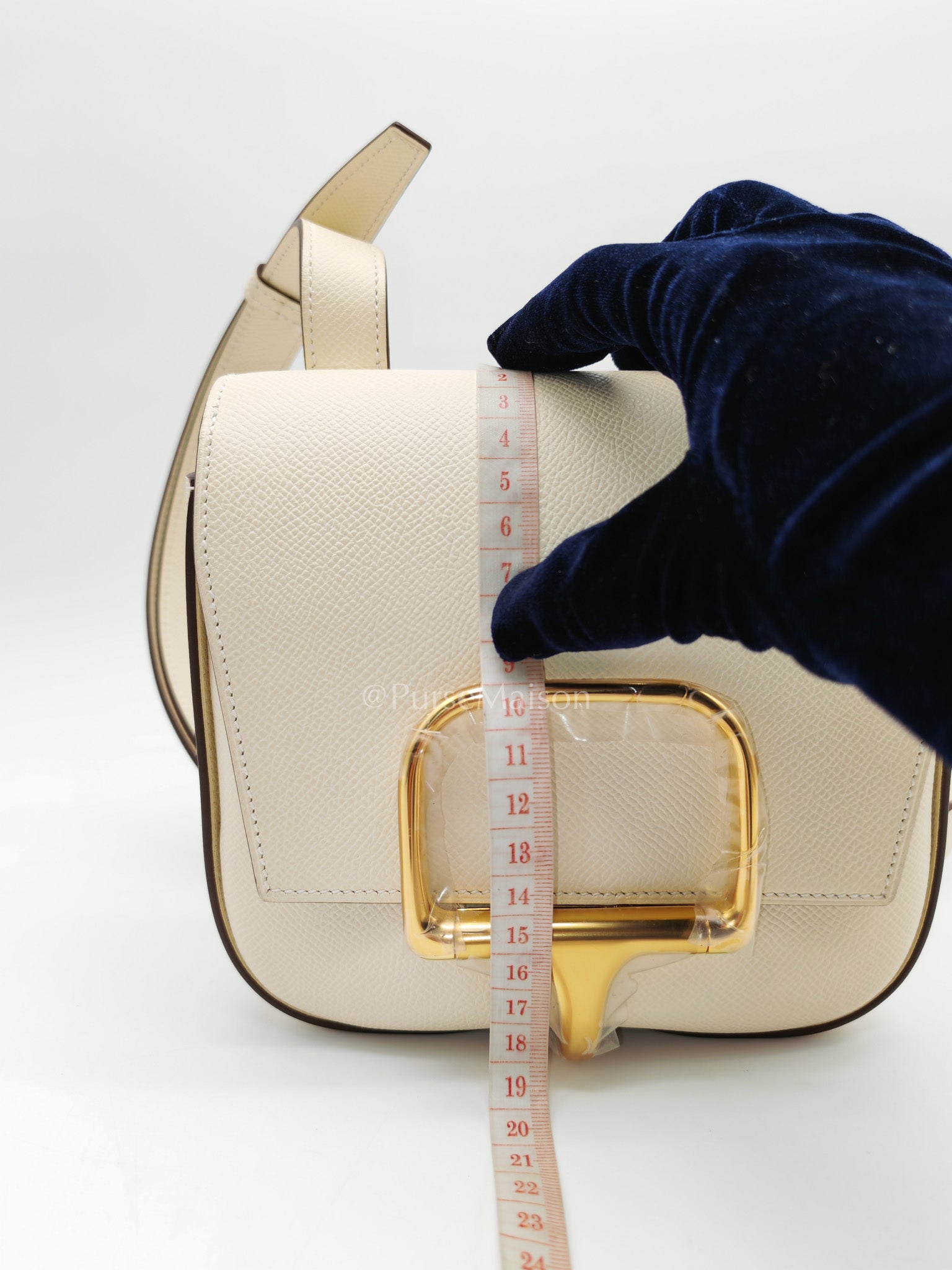 Hermes Mini Della Cavalleria in Nata Epsom Leather and Gold Hardware Stamp U (2022) | Purse Maison Luxury Bags Shop