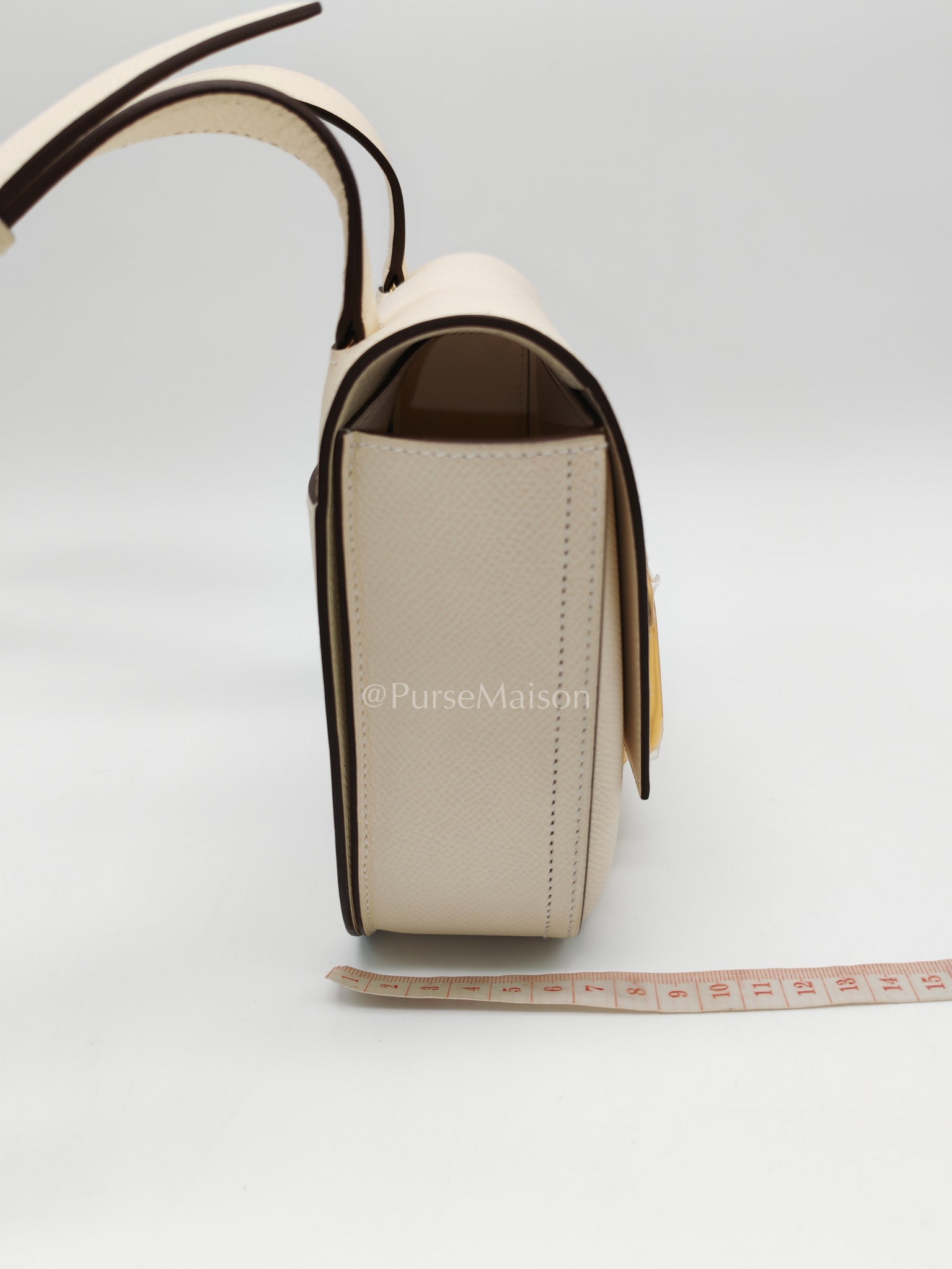 Hermes Mini Della Cavalleria in Nata Epsom Leather and Gold Hardware Stamp U (2022) | Purse Maison Luxury Bags Shop