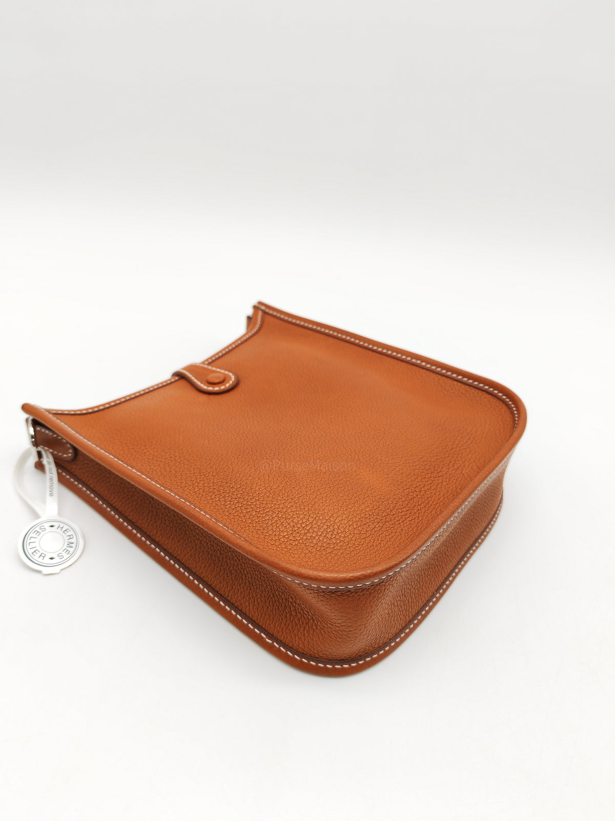 Hermes Mini Evelyne 16 in Gold Barenia Leather and Palladium Hardware Stamp G (2026) | Purse Maison Luxury Bags Shop
