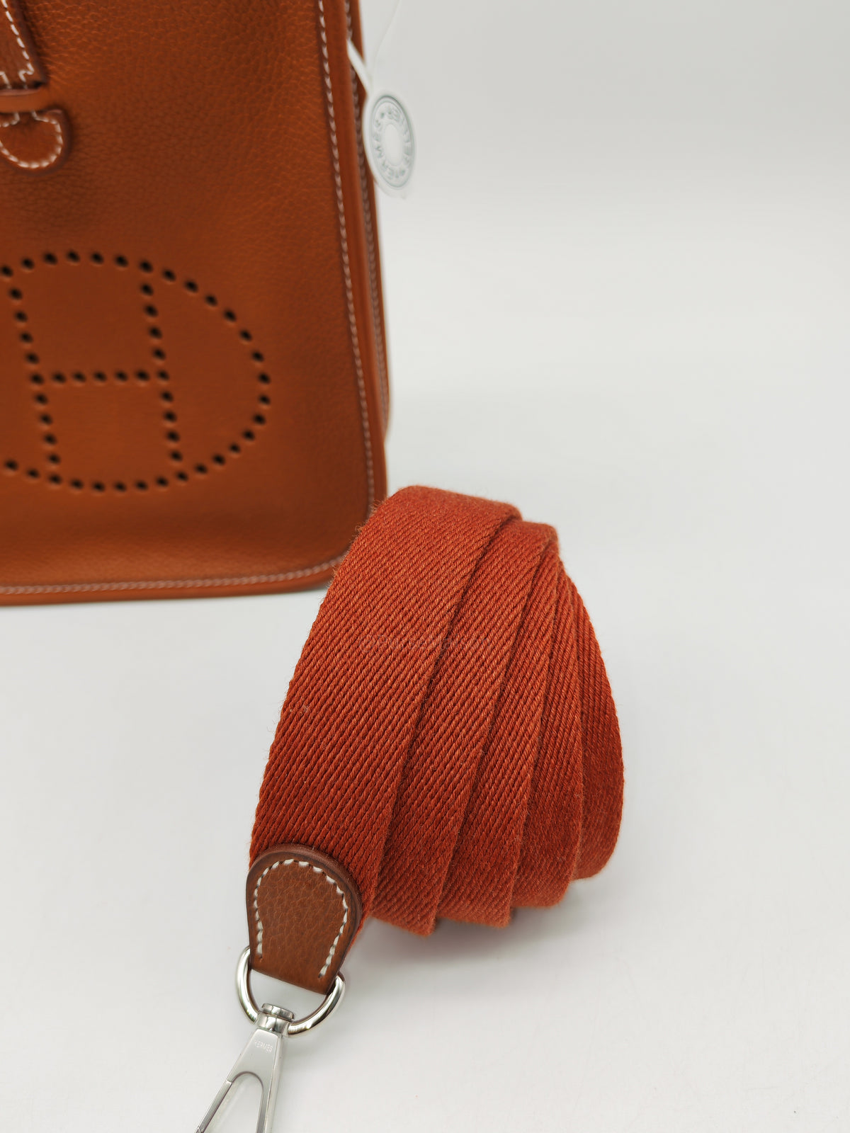 Hermes Mini Evelyne 16 in Gold Barenia Leather and Palladium Hardware Stamp G (2026) | Purse Maison Luxury Bags Shop
