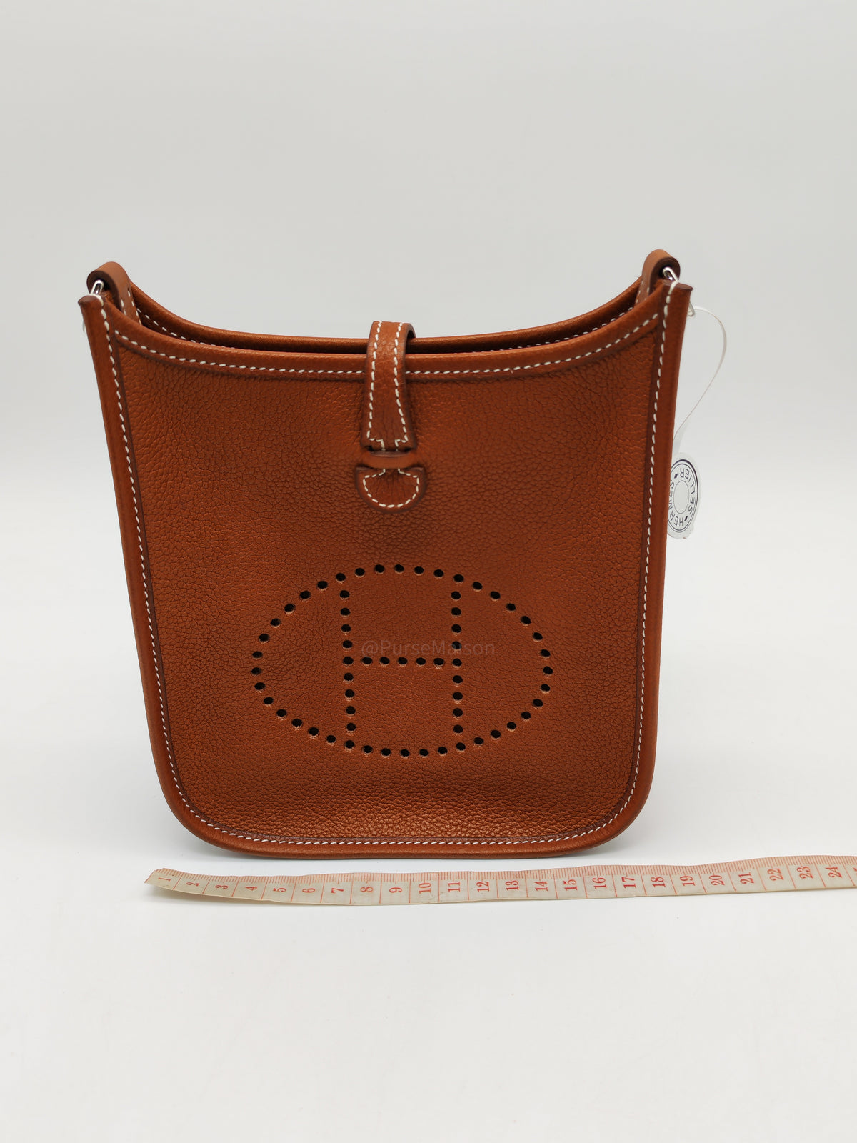 Hermes Mini Evelyne 16 in Gold Barenia Leather and Palladium Hardware Stamp G (2026) | Purse Maison Luxury Bags Shop