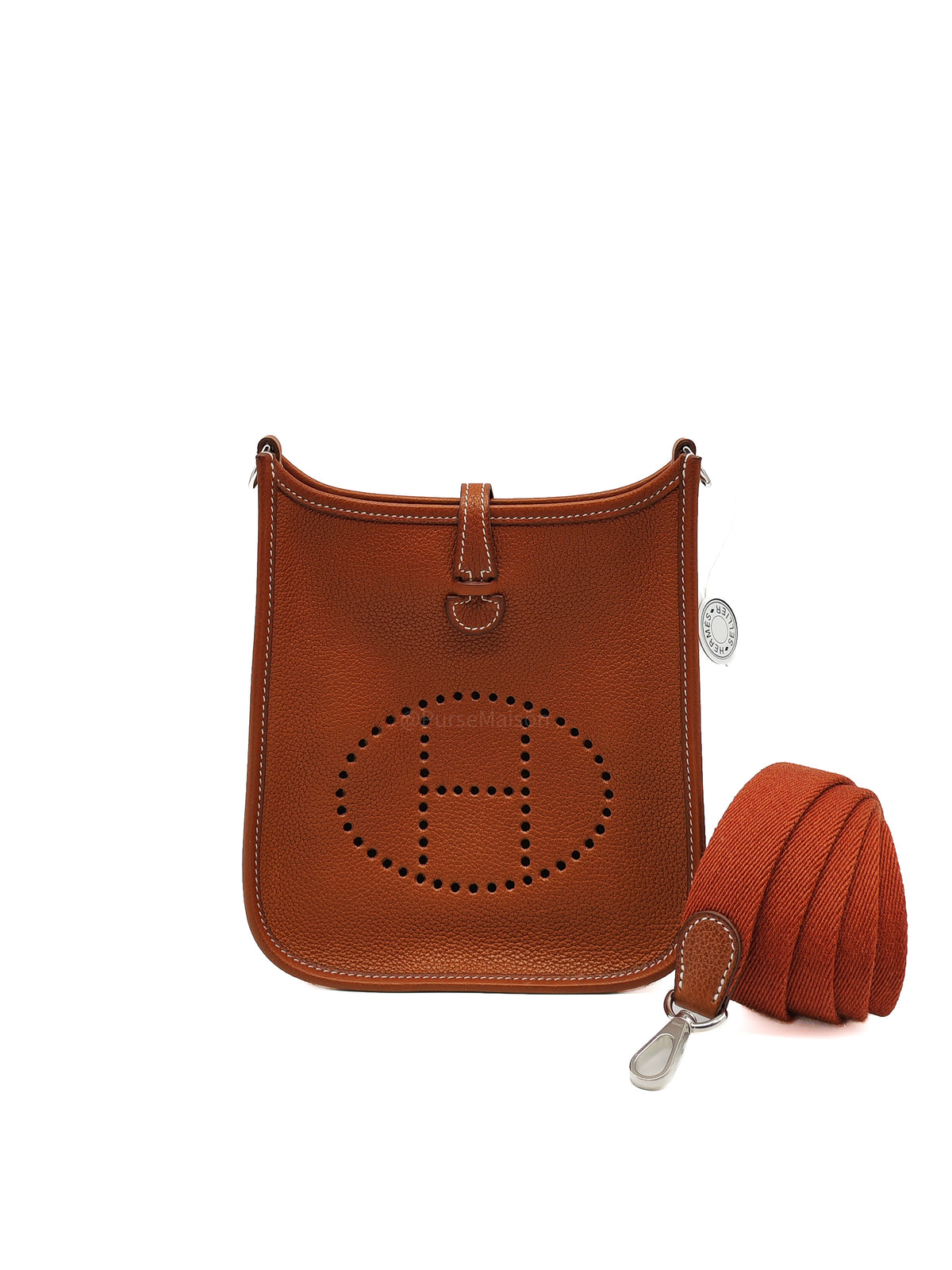 Hermes Mini Evelyne 16 in Gold Barenia Leather and Palladium Hardware Stamp G (2026) | Purse Maison Luxury Bags Shop