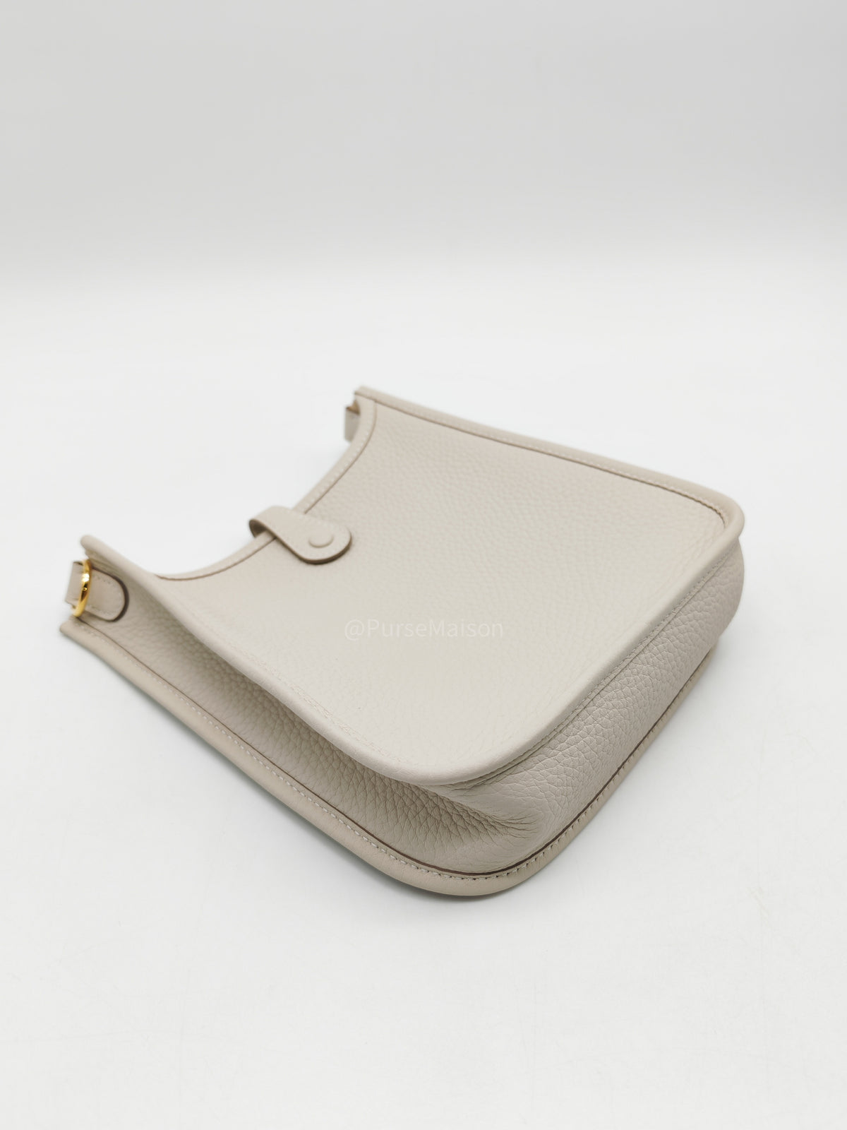 Hermes Mini Evelyne 16 TPM in Craie Clemence Leather and Gold Hardware Stamp W (2024) | Purse Maison Luxury Bags Shop