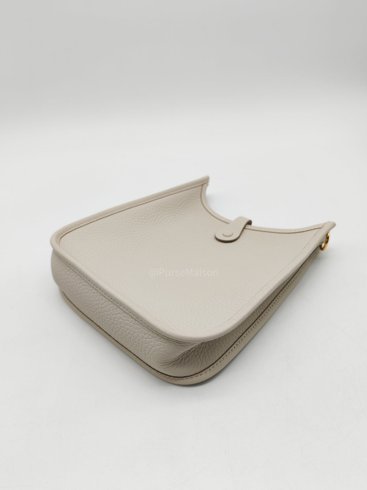 Hermes Mini Evelyne 16 TPM in Craie Clemence Leather and Gold Hardware Stamp W (2024) | Purse Maison Luxury Bags Shop