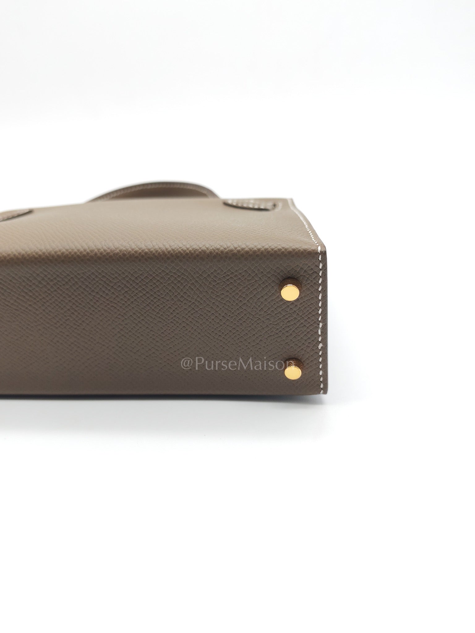 Mini Kelly in Etoupe Epsom Leather and Gold Hardware Stamp G (2026) | Purse Maison Luxury Bags Shop