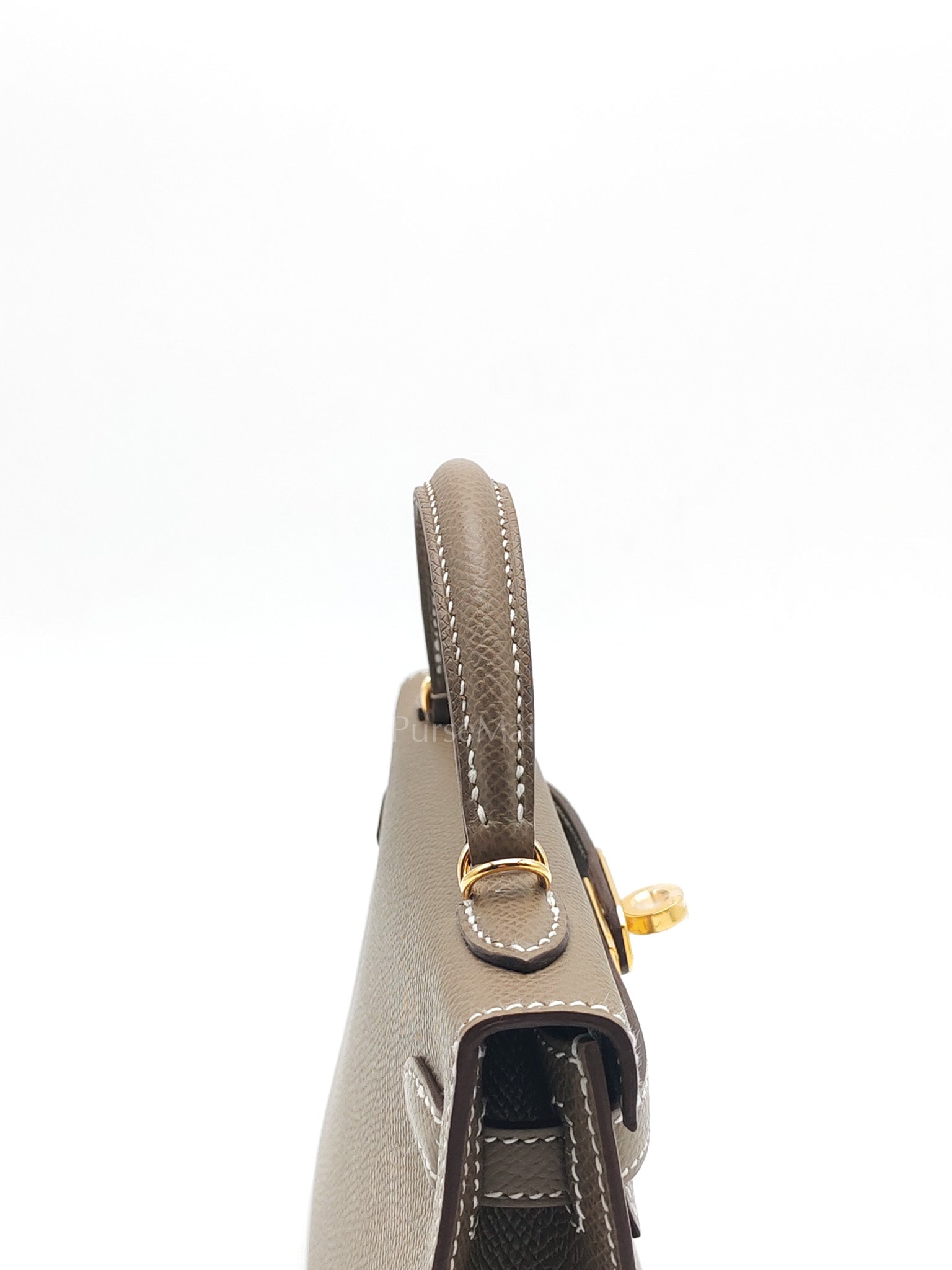 Mini Kelly in Etoupe Epsom Leather and Gold Hardware Stamp G (2026) | Purse Maison Luxury Bags Shop