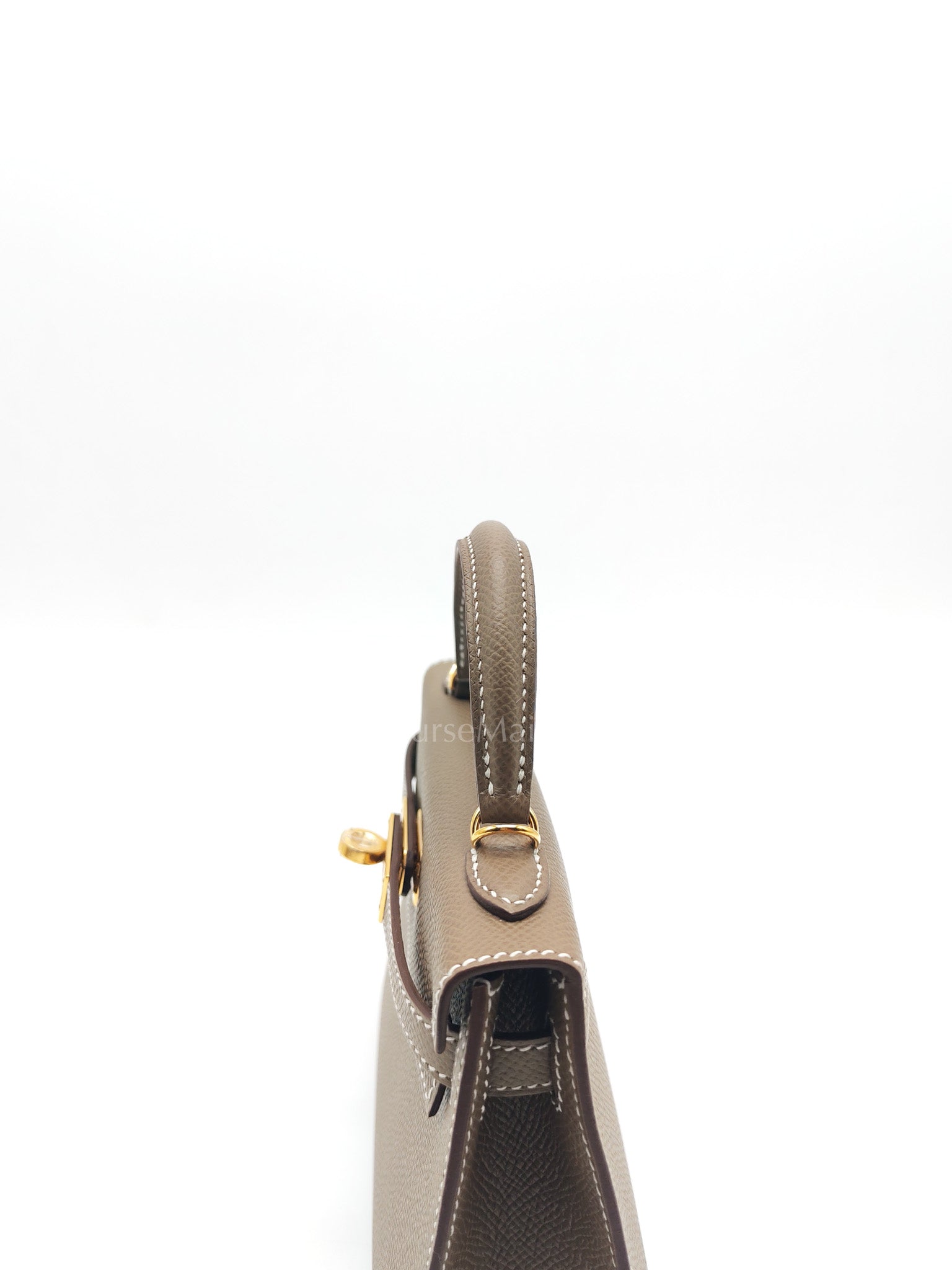 Mini Kelly in Etoupe Epsom Leather and Gold Hardware Stamp G (2026) | Purse Maison Luxury Bags Shop
