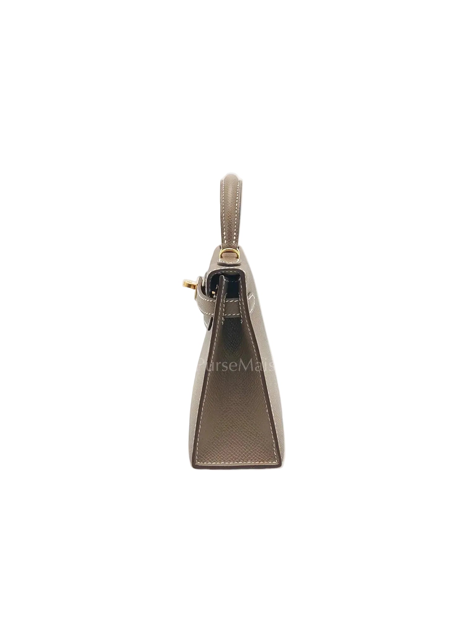 Mini Kelly in Etoupe Epsom Leather and Gold Hardware Stamp G (2026) | Purse Maison Luxury Bags Shop
