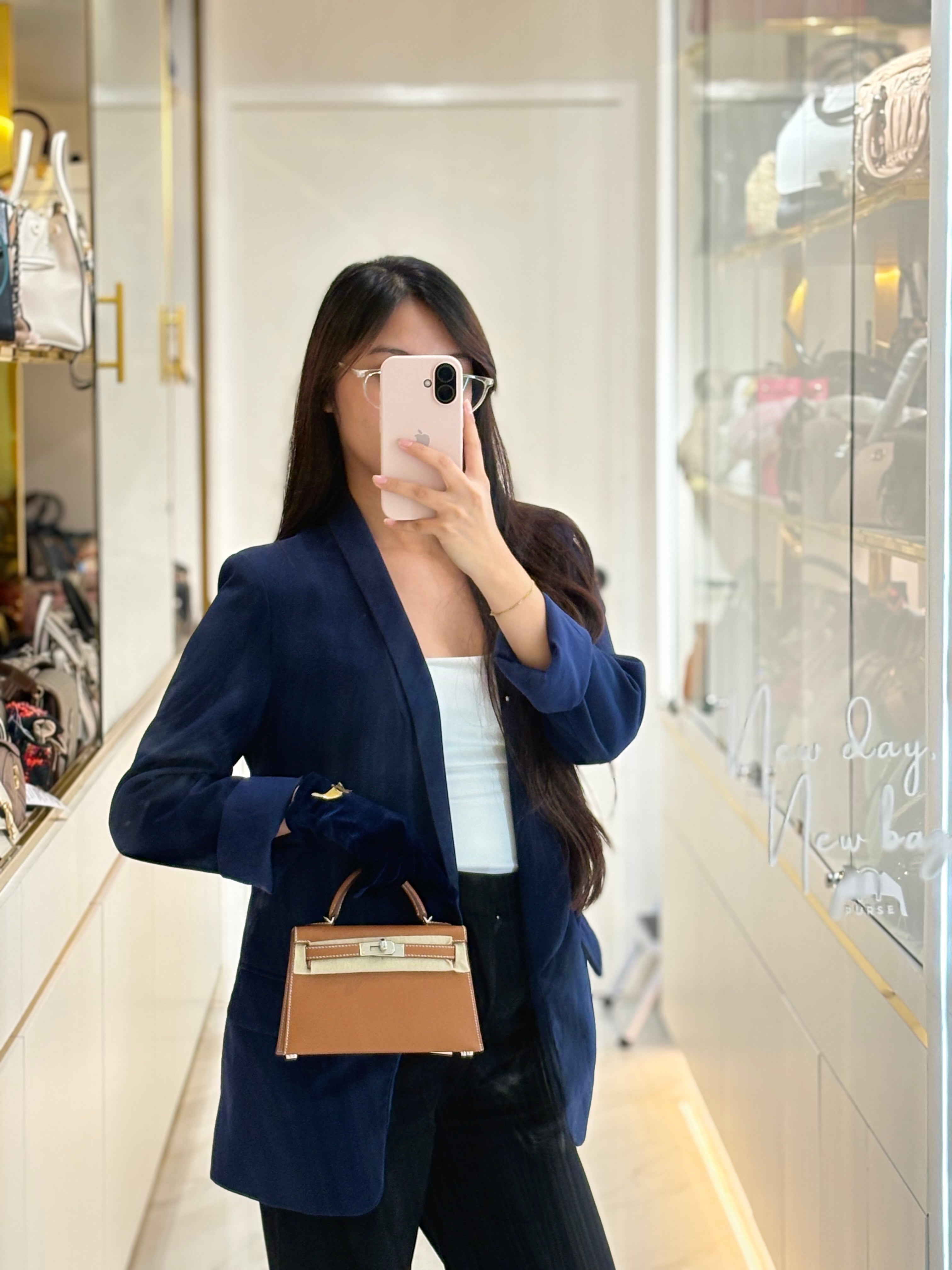 Mini Kelly in Gold Epsom Leather Palladium Hardware Stamp K(2025) | Purse Maison Luxury Bags Shop