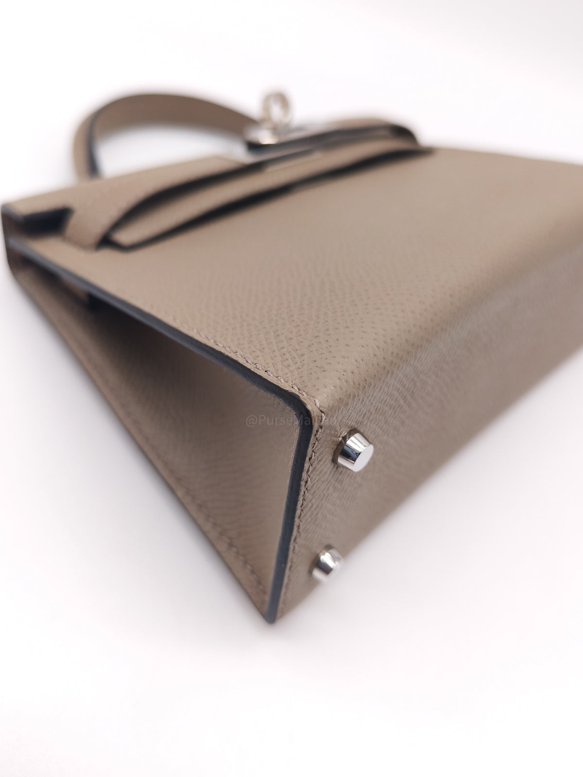 Hermes Mini Kelly in Gris Asphalte Epsom Leather Palladium Hardware Stamp C(2018) | Purse Maison Luxury Bags Shop