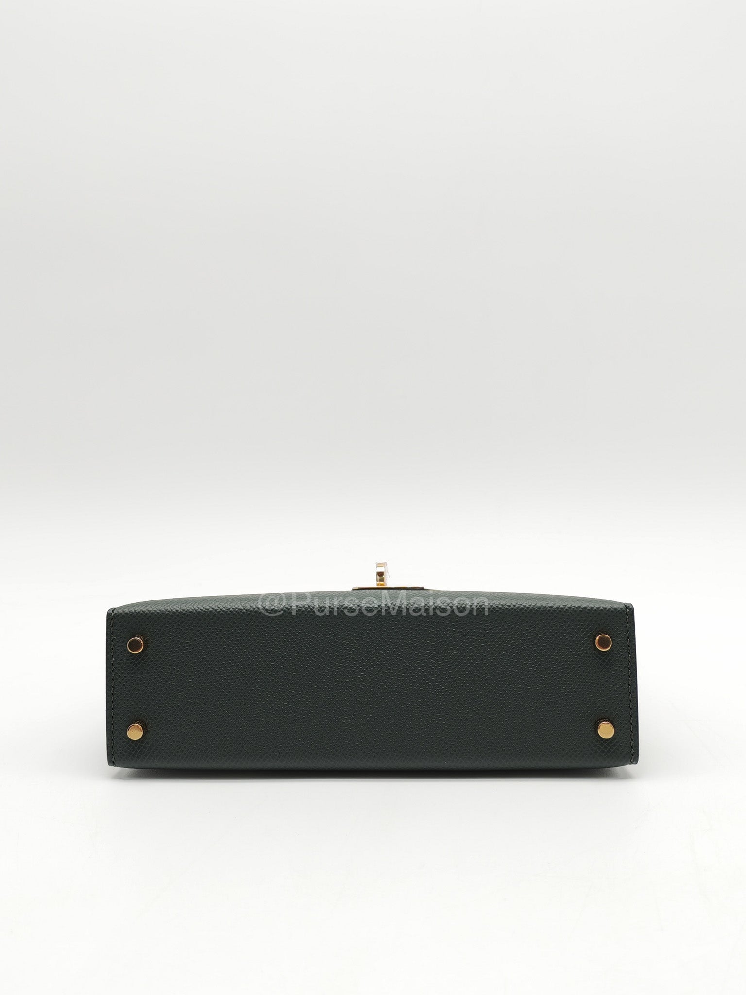 Hermes Mini Kelly Tri-Color Vert Mangrove/Gris Pantin/Noir in Epsom Leather and Palladium Hardware Stamp K (2025) | Purse Maison Luxury Bags Shop