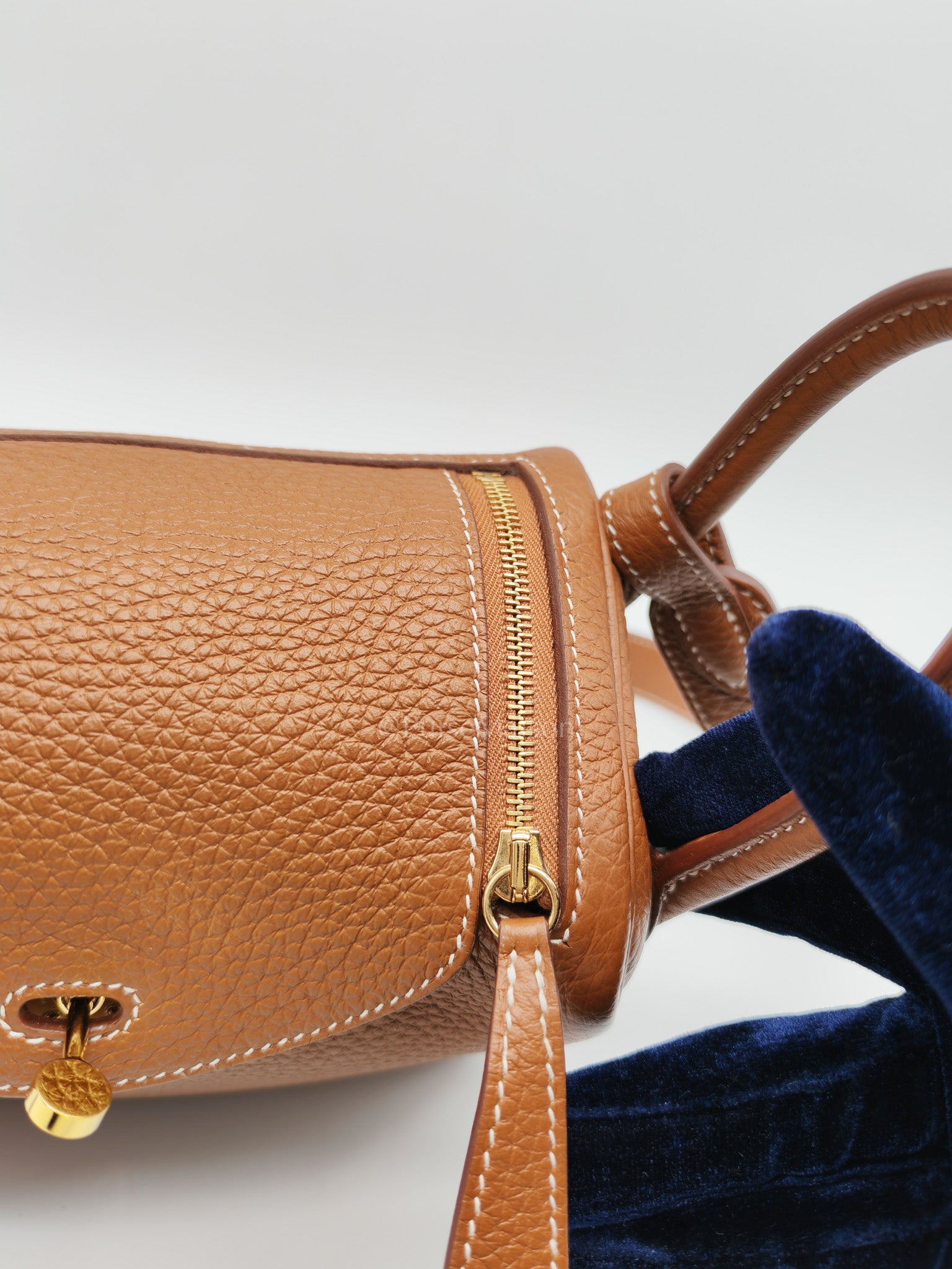 Hermes Mini Lindy Gold Clemence Leather and Gold Hardware Stamp U (2022) | Purse Maison Luxury Bags Shop