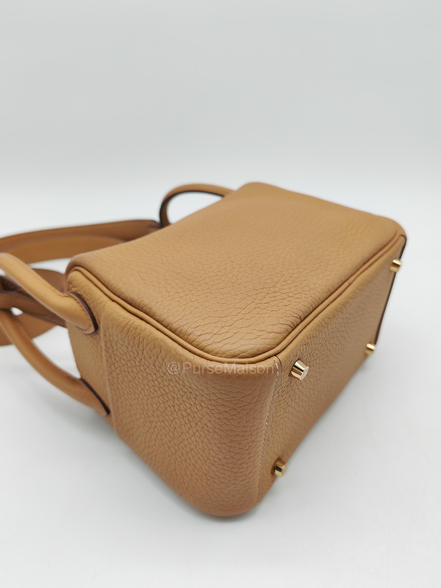 Hermes Mini Lindy in Buiscuit Clemence Leather Gold Hardware Stamp U(2022) | Purse Maison Luxury Bags Shop