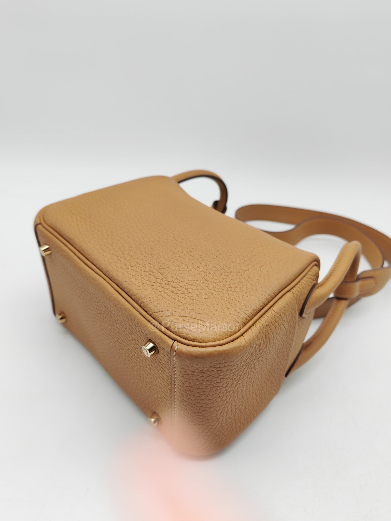 Hermes Mini Lindy in Buiscuit Clemence Leather Gold Hardware Stamp U(2022) | Purse Maison Luxury Bags Shop