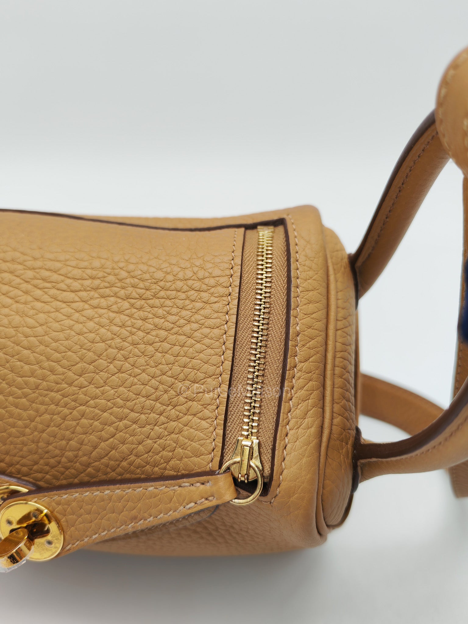 Hermes Mini Lindy in Buiscuit Clemence Leather Gold Hardware Stamp U(2022) | Purse Maison Luxury Bags Shop