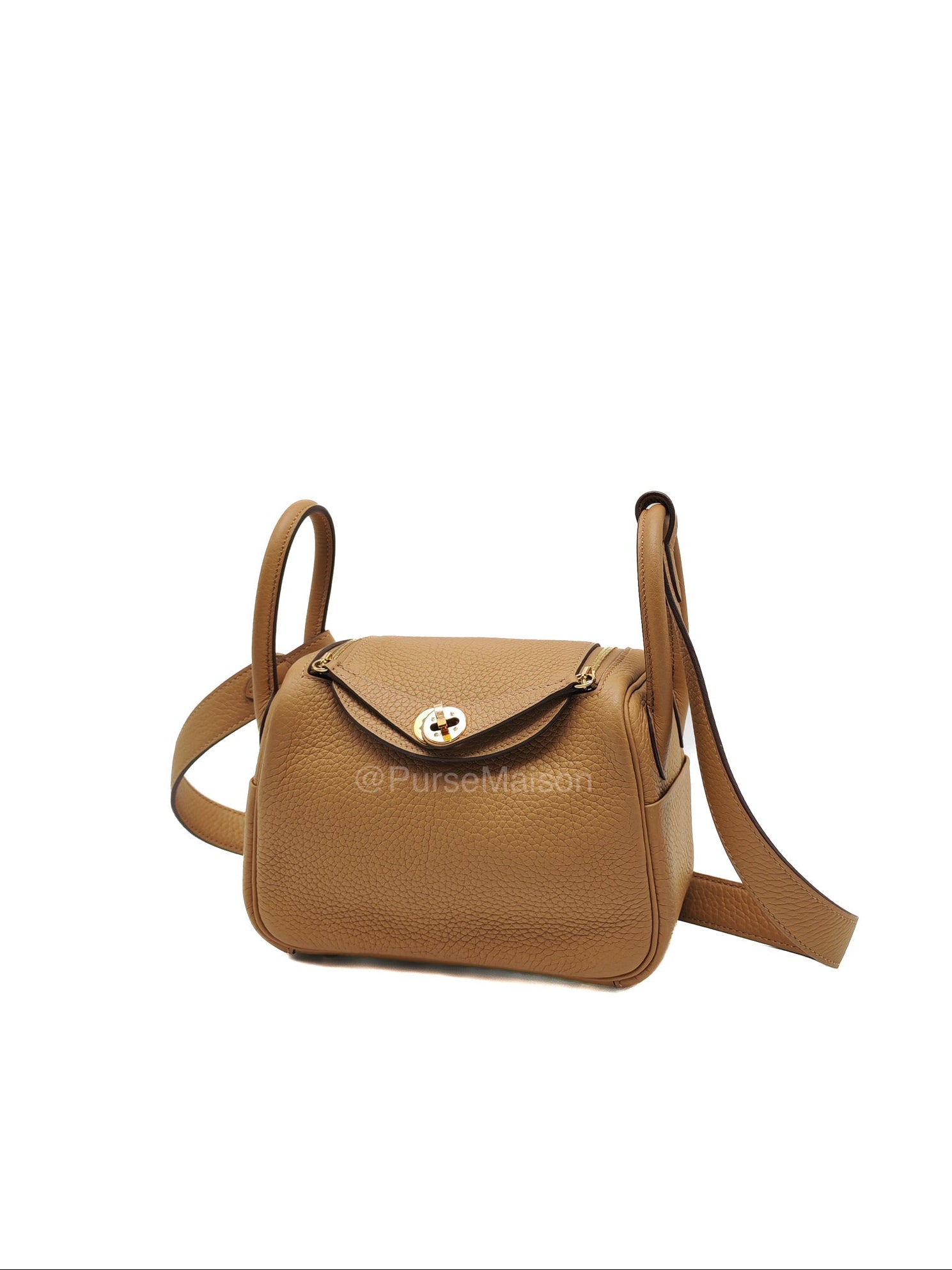 Hermes Mini Lindy in Buiscuit Clemence Leather Gold Hardware Stamp U(2022) | Purse Maison Luxury Bags Shop