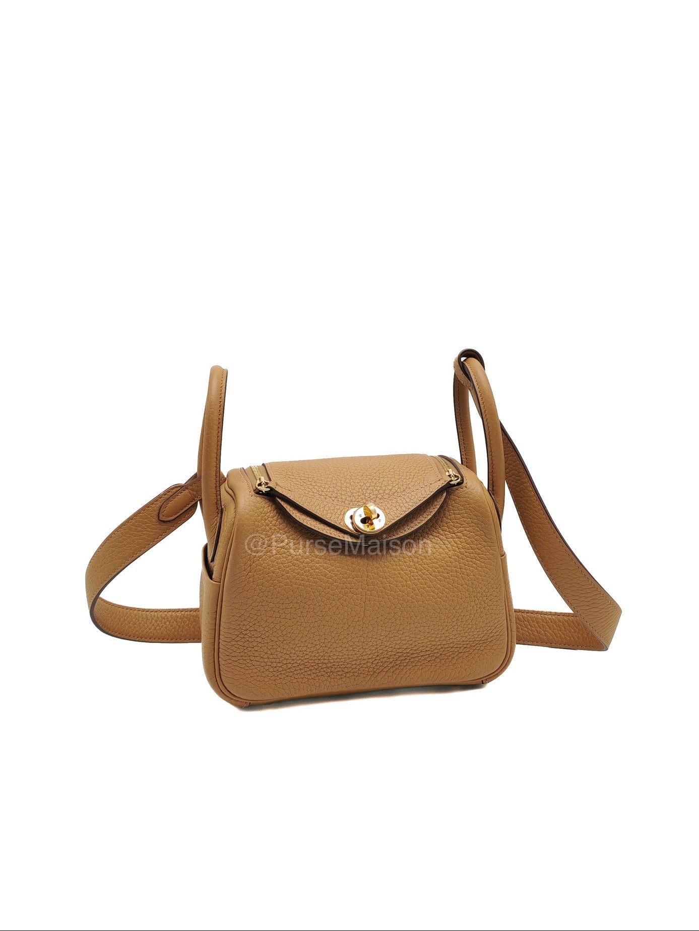 Hermes Mini Lindy in Buiscuit Clemence Leather Gold Hardware Stamp U(2022) | Purse Maison Luxury Bags Shop