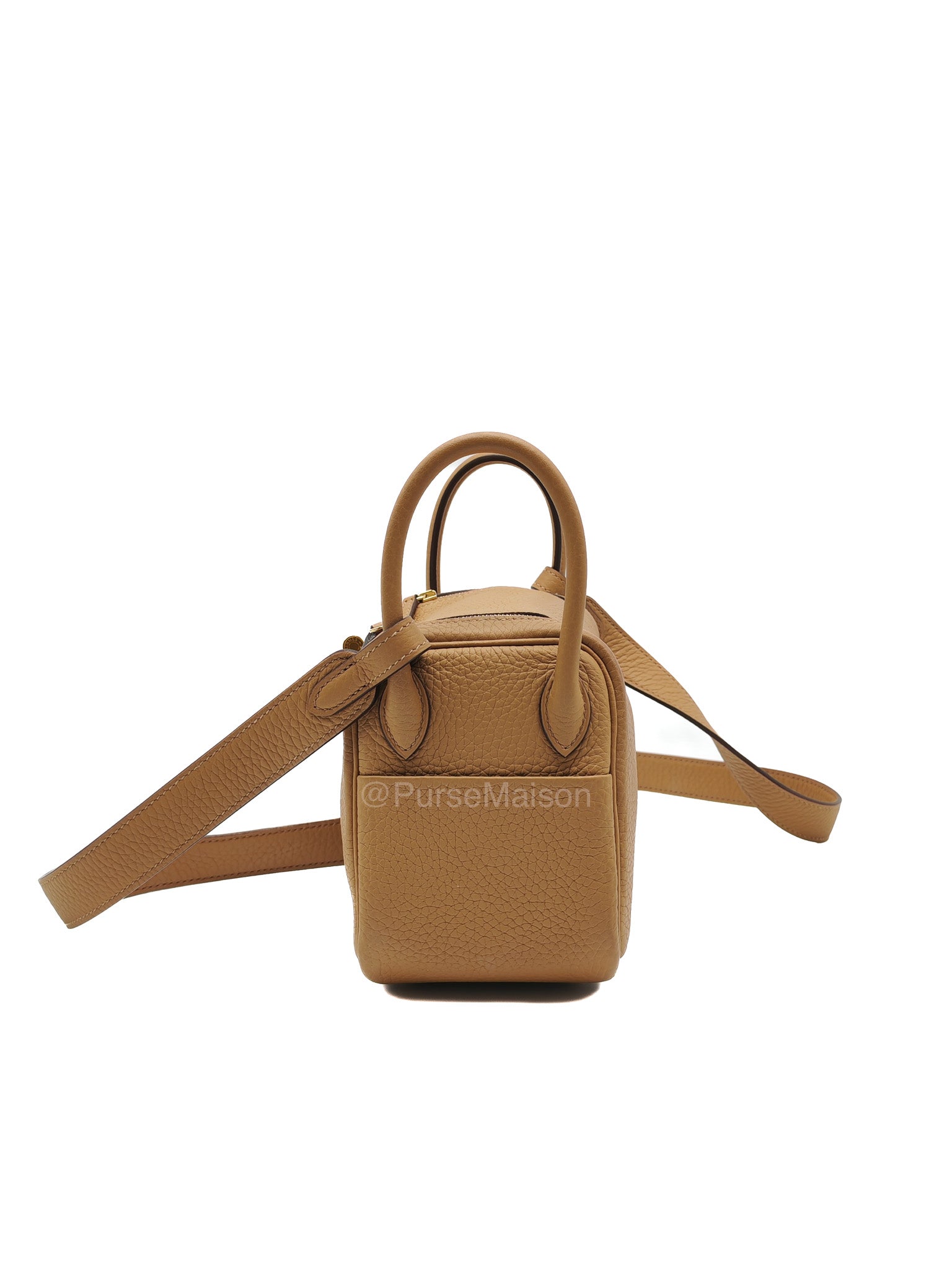 Hermes Mini Lindy in Buiscuit Clemence Leather Gold Hardware Stamp U(2022) | Purse Maison Luxury Bags Shop