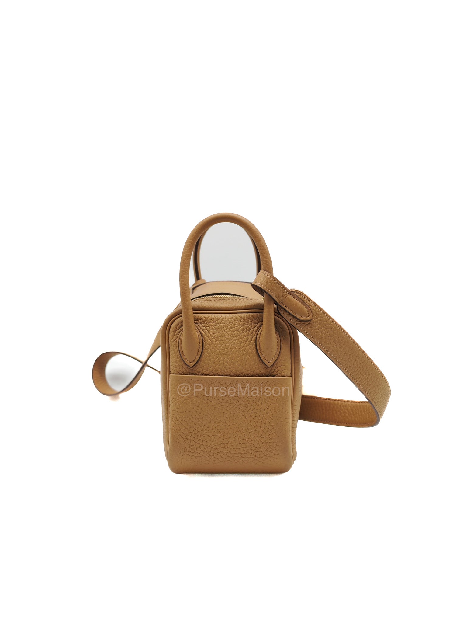 Hermes Mini Lindy in Buiscuit Clemence Leather Gold Hardware Stamp U(2022) | Purse Maison Luxury Bags Shop