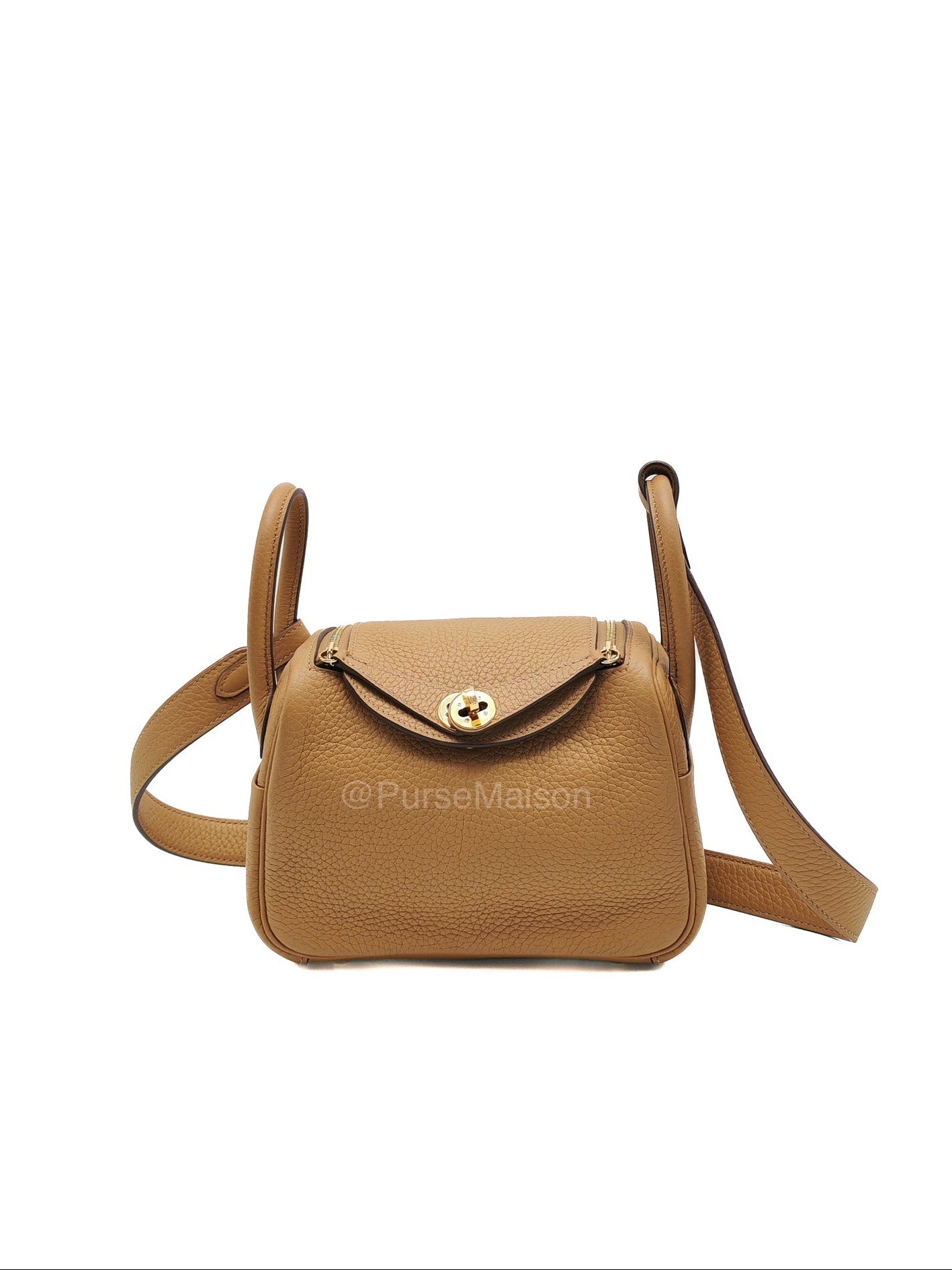 Hermes Mini Lindy in Buiscuit Clemence Leather Gold Hardware Stamp U(2022) | Purse Maison Luxury Bags Shop