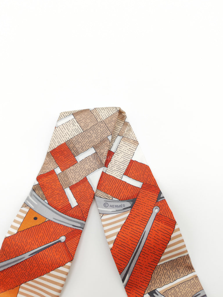 Mors a Jouets Chemise Orange Cuit/Beige Silk Twilly | Purse Maison Luxury Bags Shop