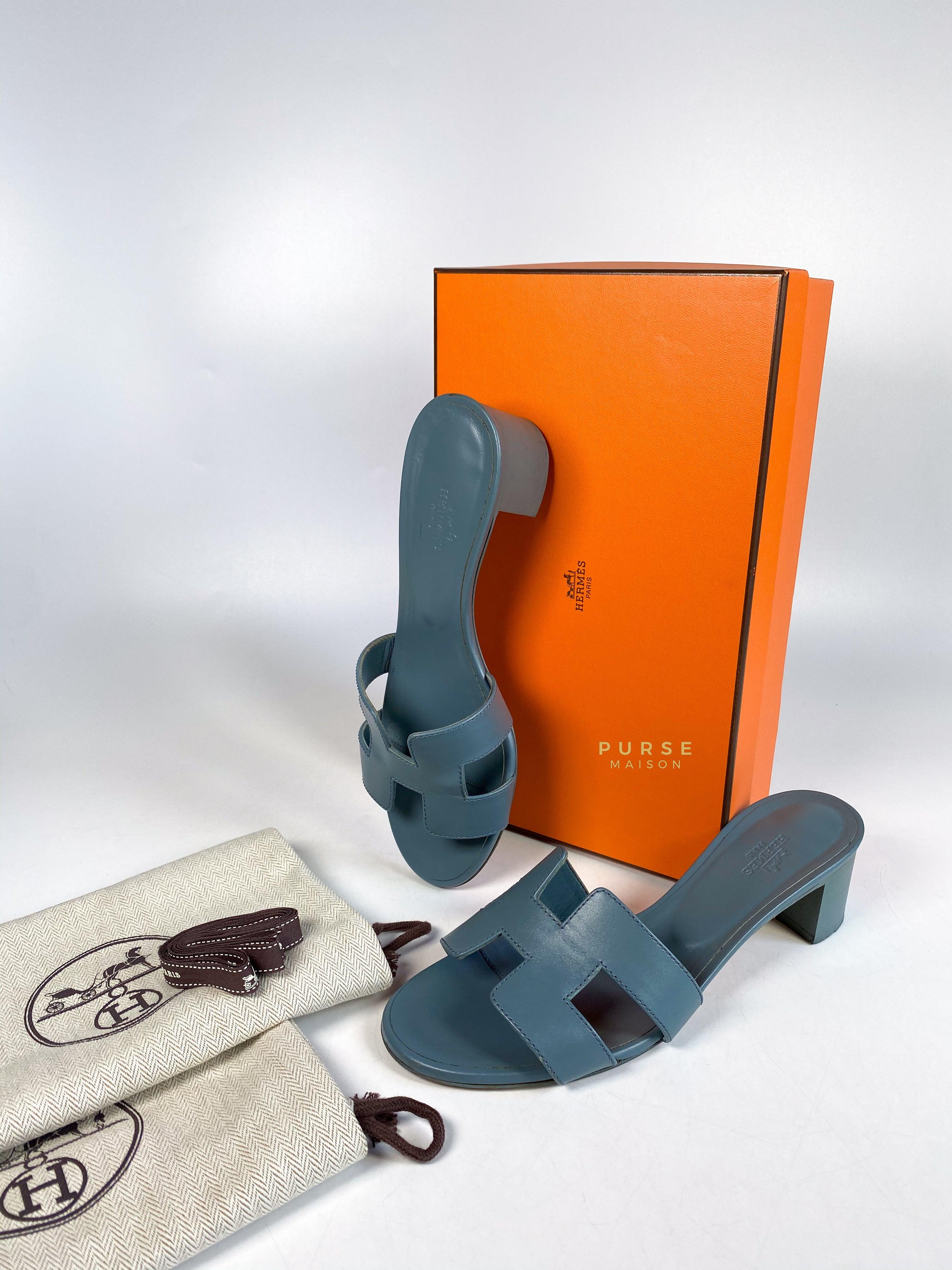 Hermes Oasis Blue Sandals Size 37 EU (23.5 cm)