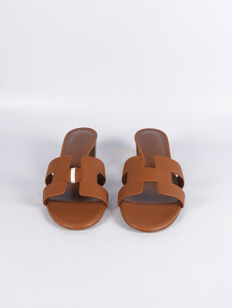 Oasis in Gold Epsom Leather Sandals Size 37.5 EU (23.5cm) |