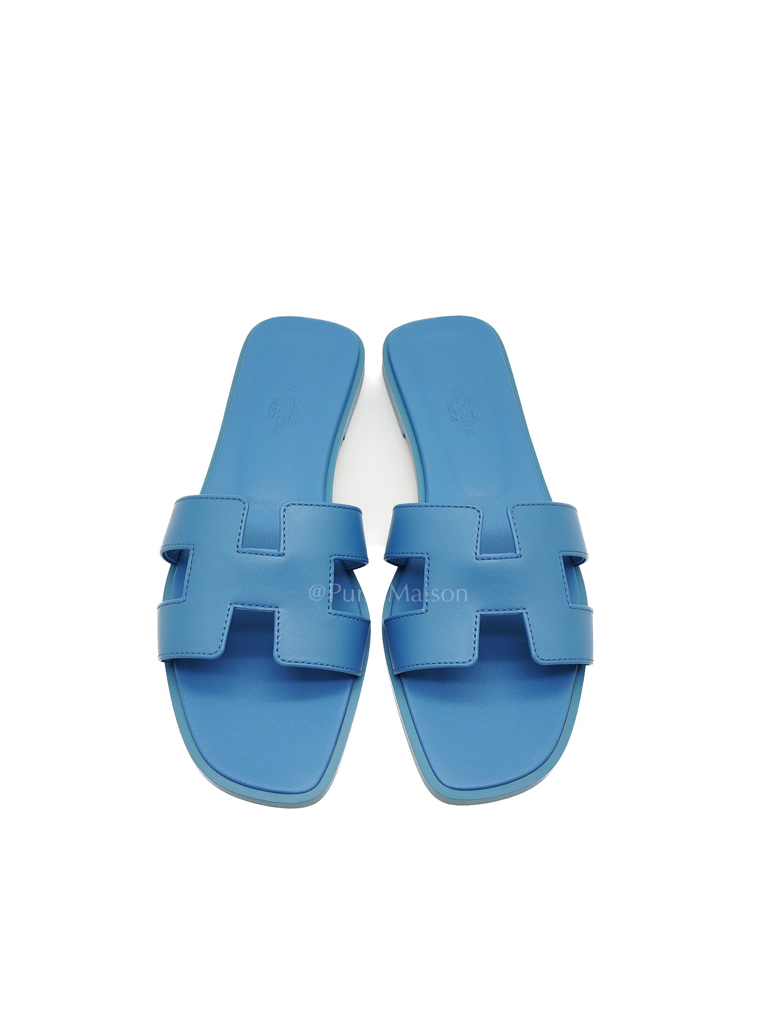 Hermes Oran Light Blue Swift Leather Sandals Size 36.5EU (23.5cm) | Purse Maison Luxury Bags Shop