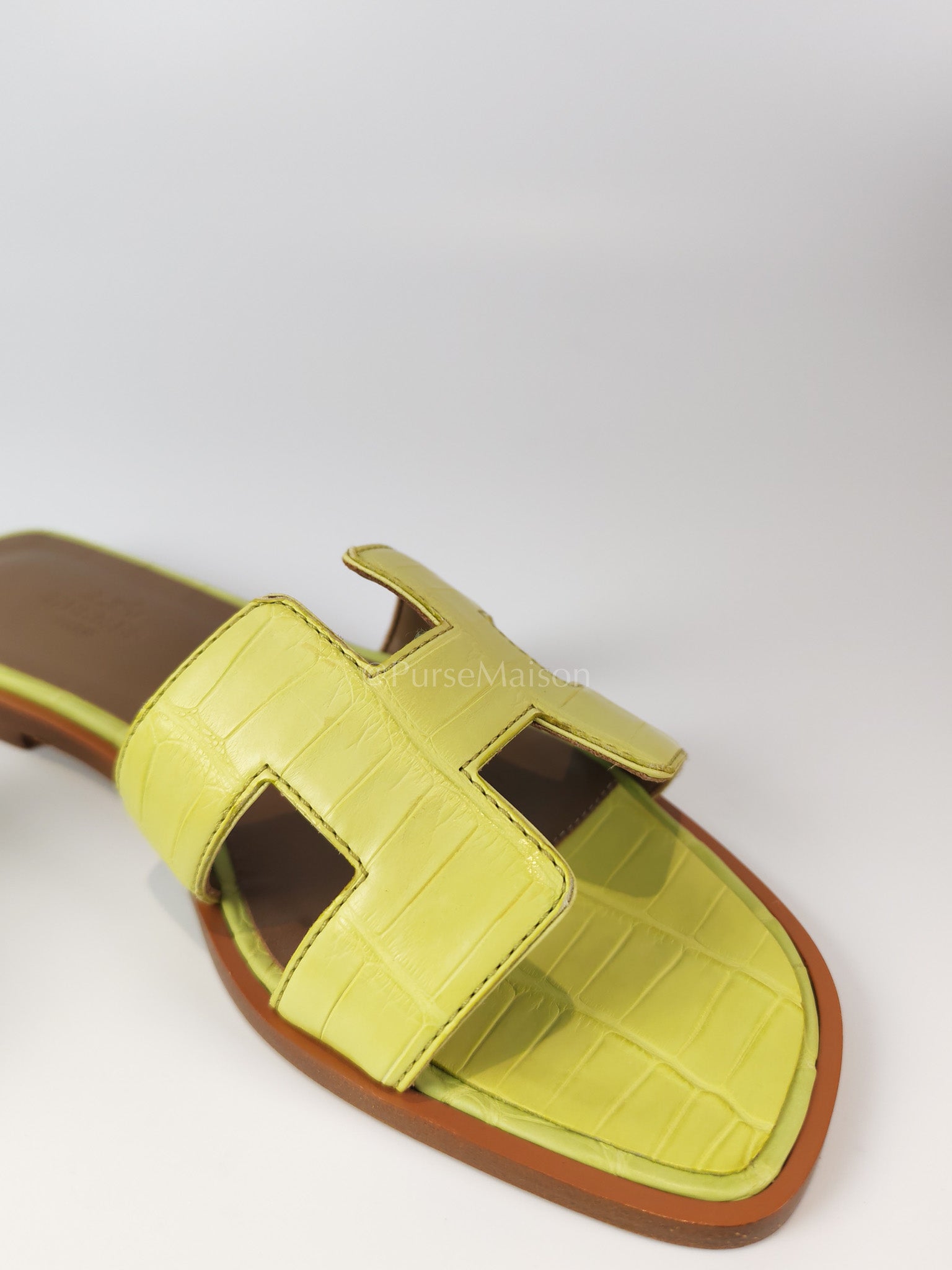 Oran Matte in Light Green Alligator Leather Sandals Size 36 EU (23cm) | Purse Maison Luxury Bags Shop