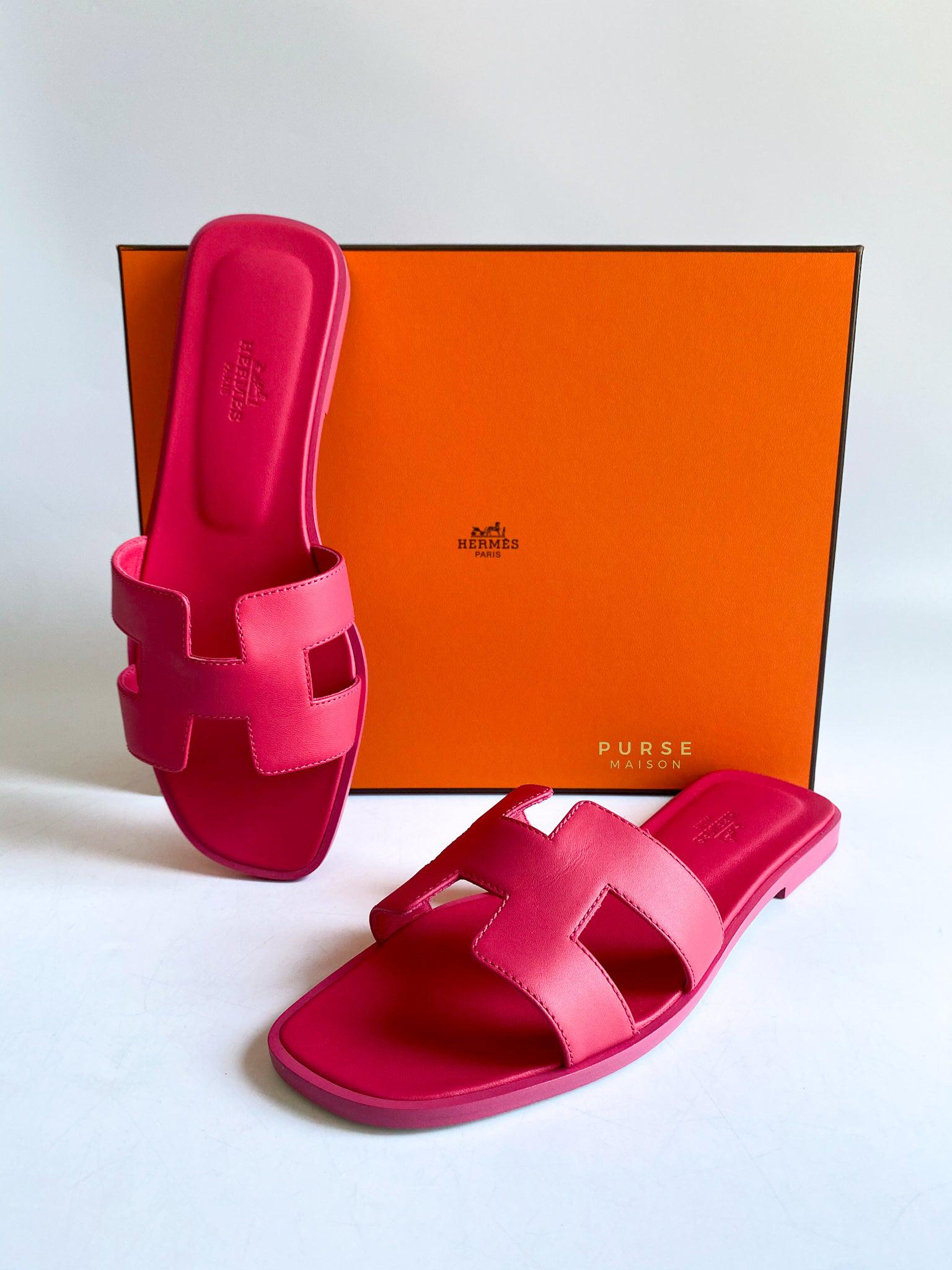 Hermes Oran Rose (Fuchsia) Sandals Size 37.5 EU (24cm)