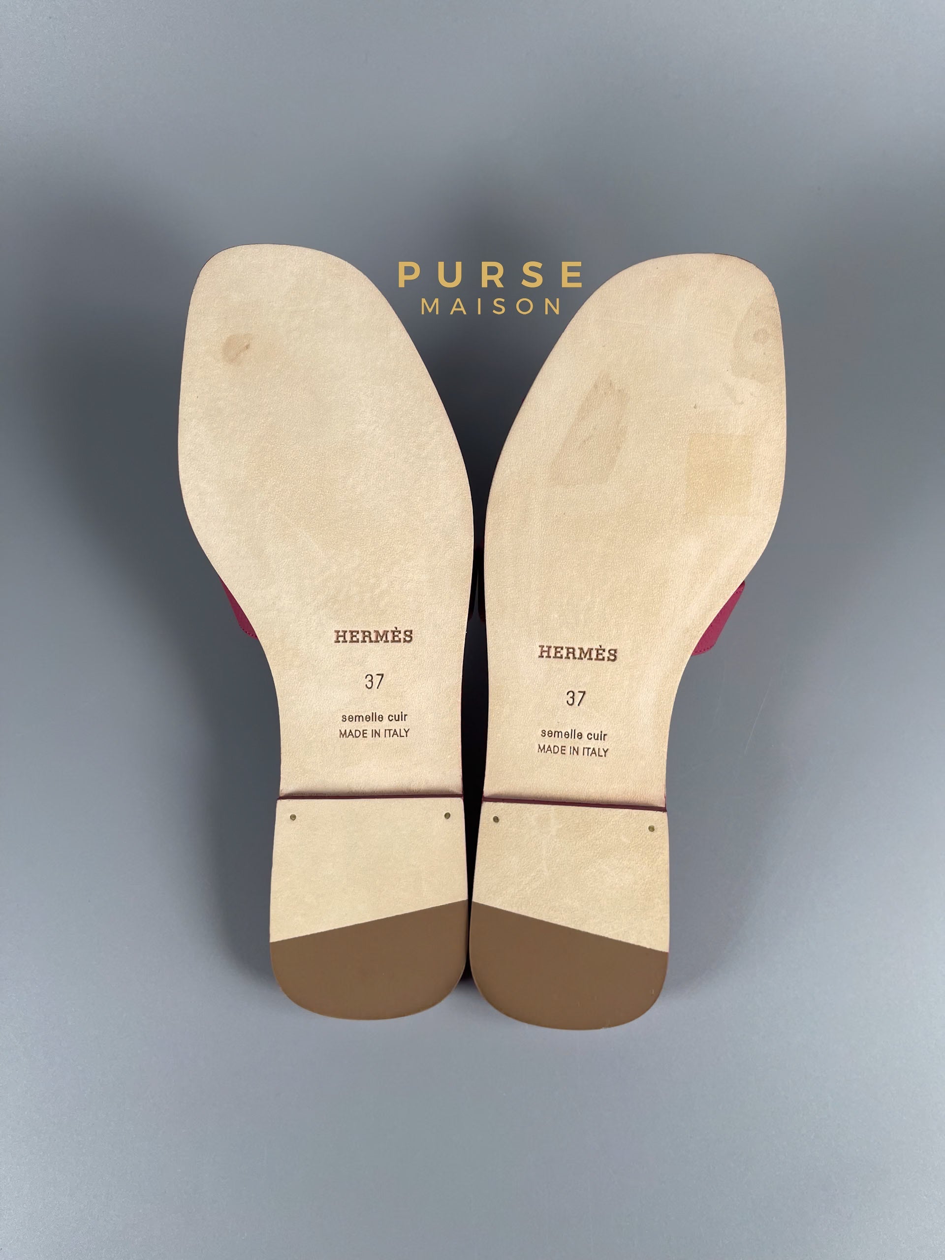 Hermes Oran Sandals Rose Magenta Size 37 EU (24 cm) | Purse Maison Luxury Bags Shop