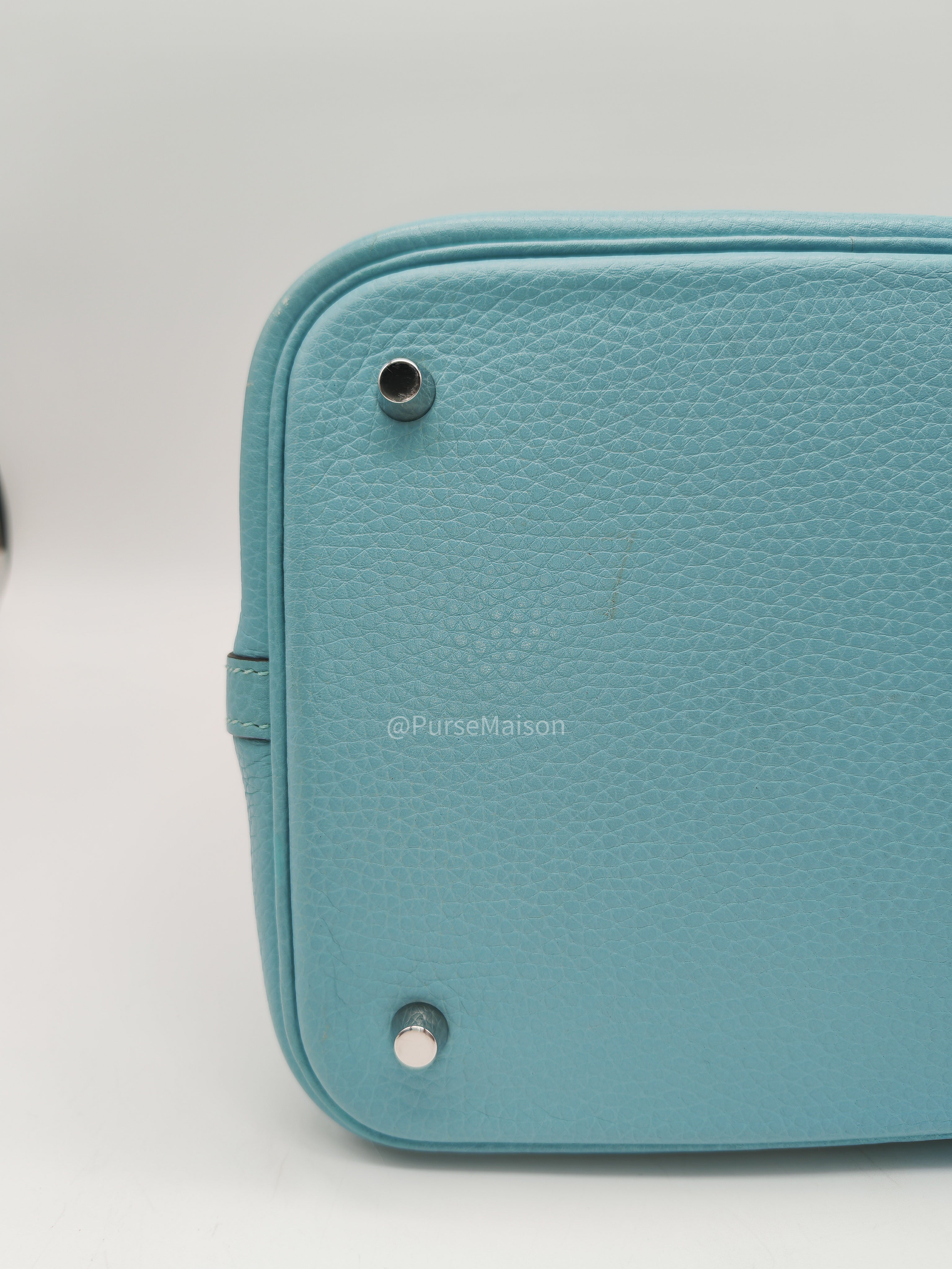 Hermes Picotin 22 Blue Atoll Taurillon Clemence Leather and Palladium Hardware Stamp A (2017) | Purse Maison Luxury Bags Shop