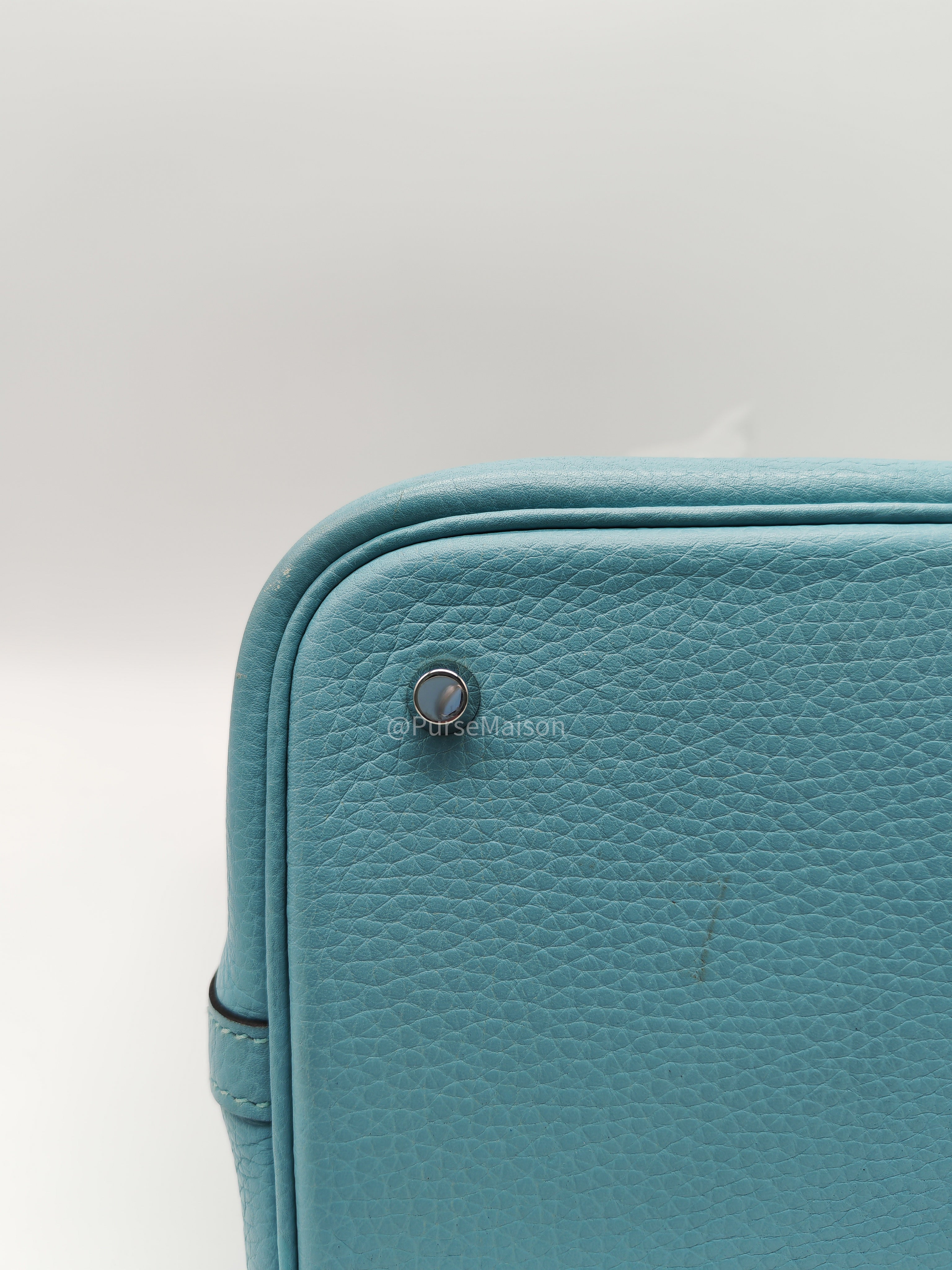 Hermes Picotin 22 Blue Atoll Taurillon Clemence Leather and Palladium Hardware Stamp A (2017) | Purse Maison Luxury Bags Shop