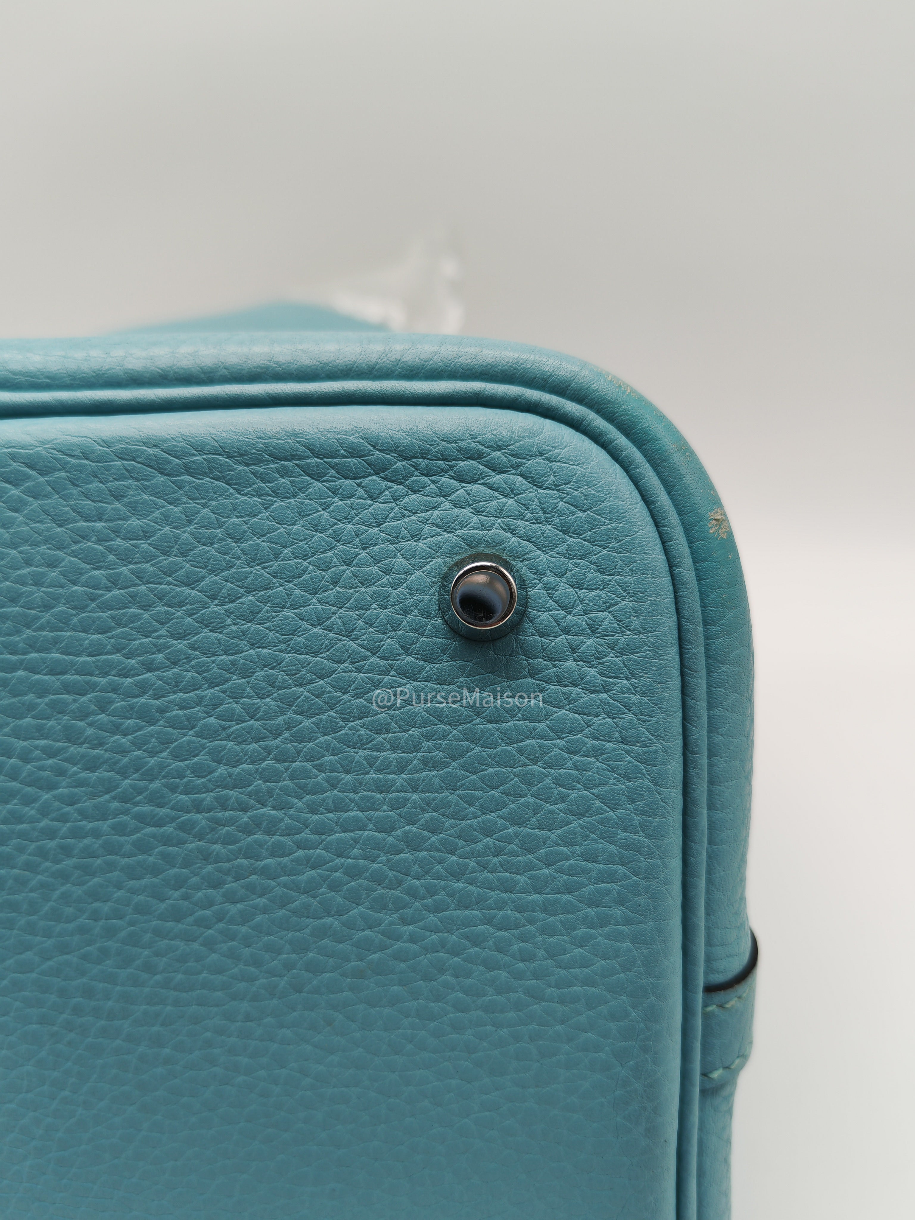 Hermes Picotin 22 Blue Atoll Taurillon Clemence Leather and Palladium Hardware Stamp A (2017) | Purse Maison Luxury Bags Shop