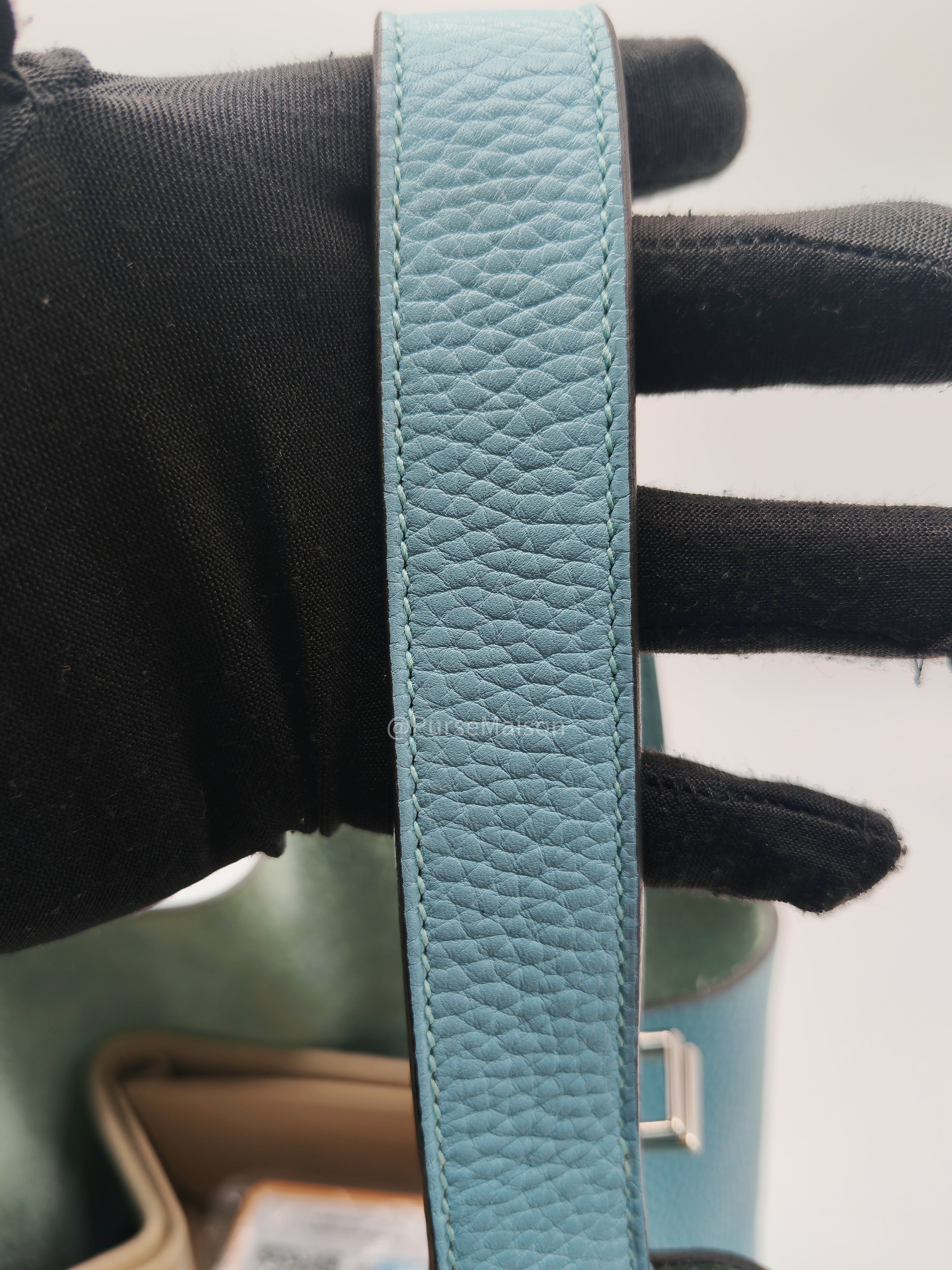 Hermes Picotin 22 Blue Atoll Taurillon Clemence Leather and Palladium Hardware Stamp A (2017) | Purse Maison Luxury Bags Shop