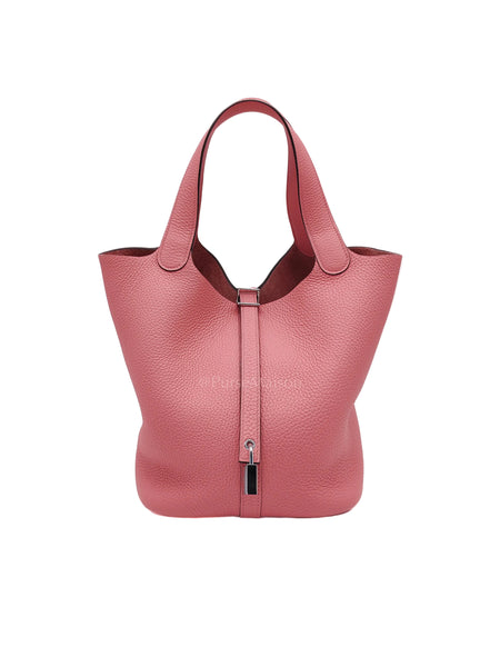 Picotin 22 in Rose Azelee Clemence Leather & Palladium Hardware