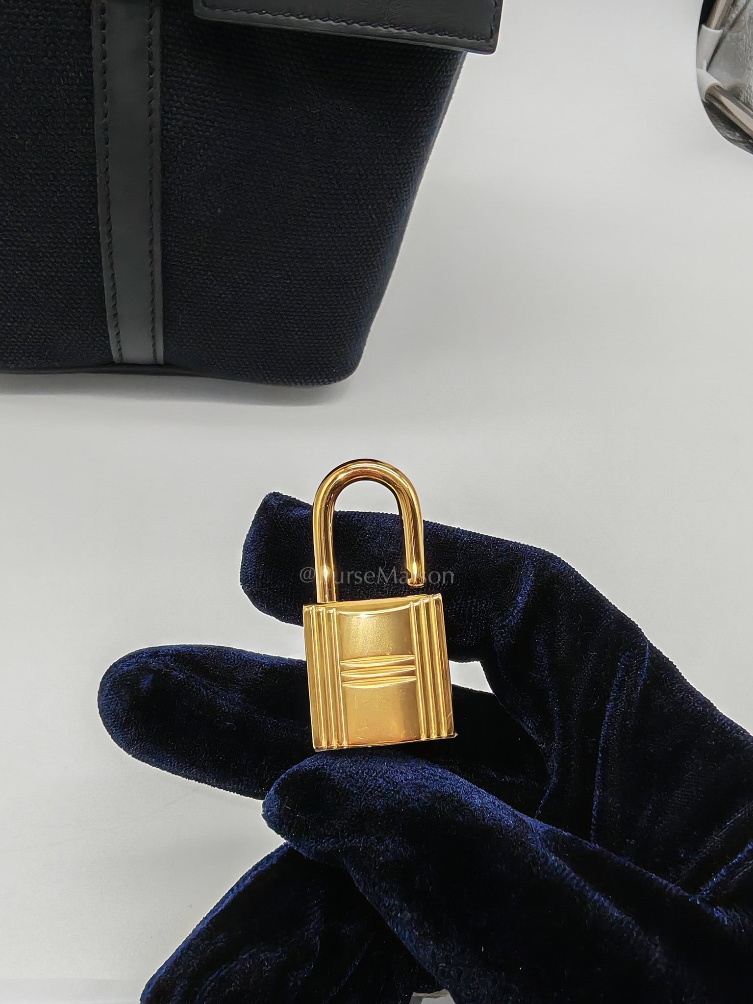 Picotin Cargo 18 in Black Swift and Toile Canvas and Gold Hardware Stamp W (2024) | Purse Maison Luxury Bags Shop