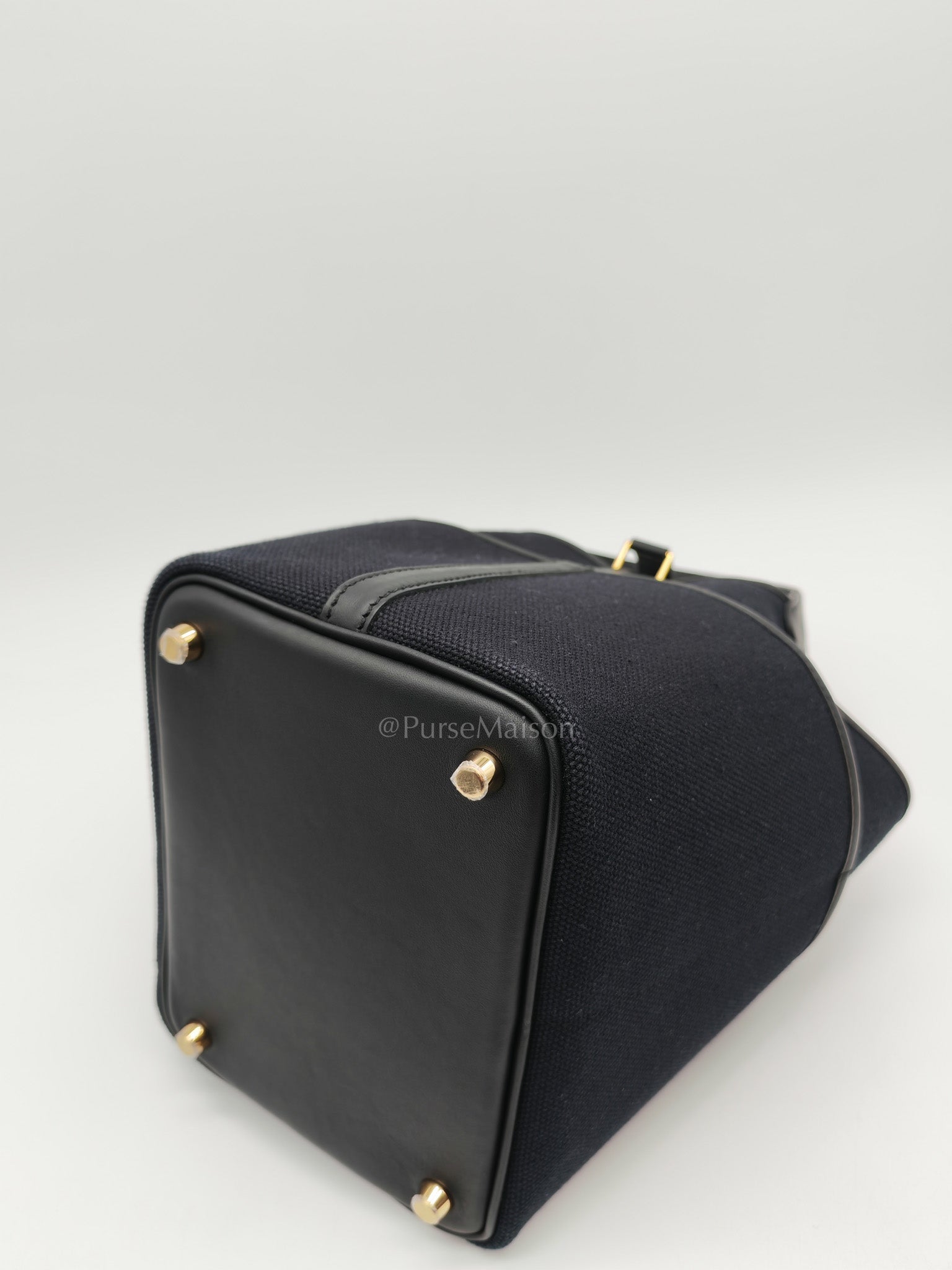 Picotin Cargo 18 in Black Swift and Toile Canvas and Gold Hardware Stamp W (2024) | Purse Maison Luxury Bags Shop