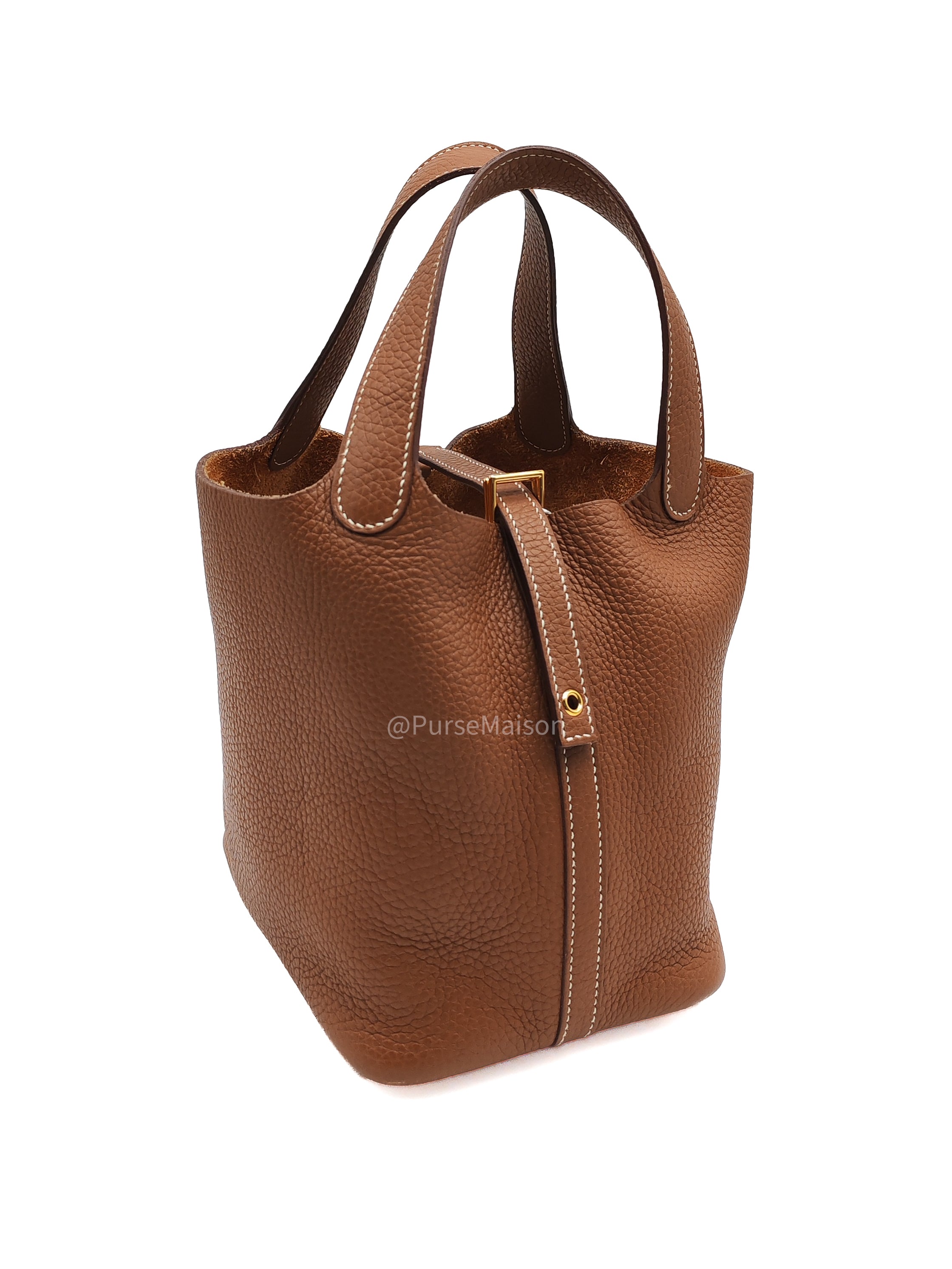 Hermes Picotin Lock 18 in Gold Clemence Leather and Gold Hardware Stamp Z(2021) | Purse Maison Luxury Bags Shop